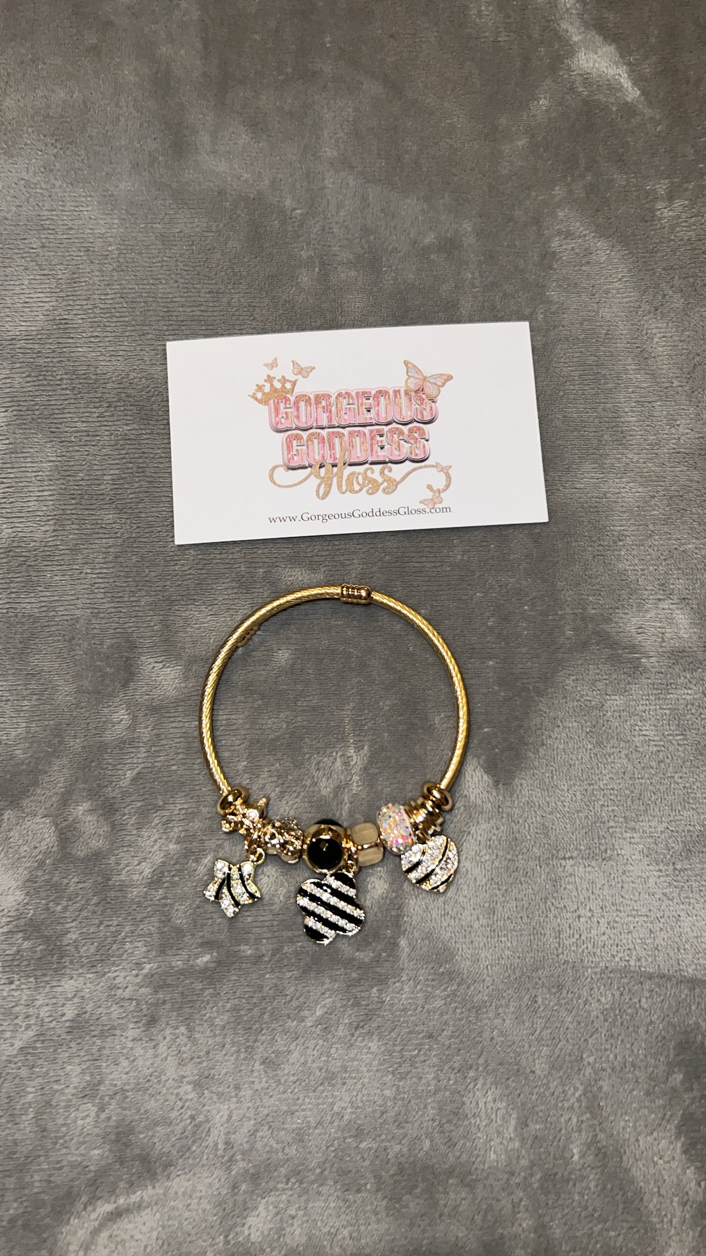 Black Silver Strip Gold Twist bracelet