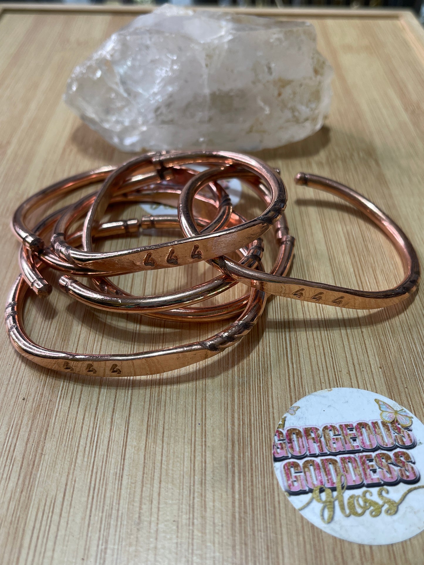 444 Angel Number Pure Copper Bangle 1pcs