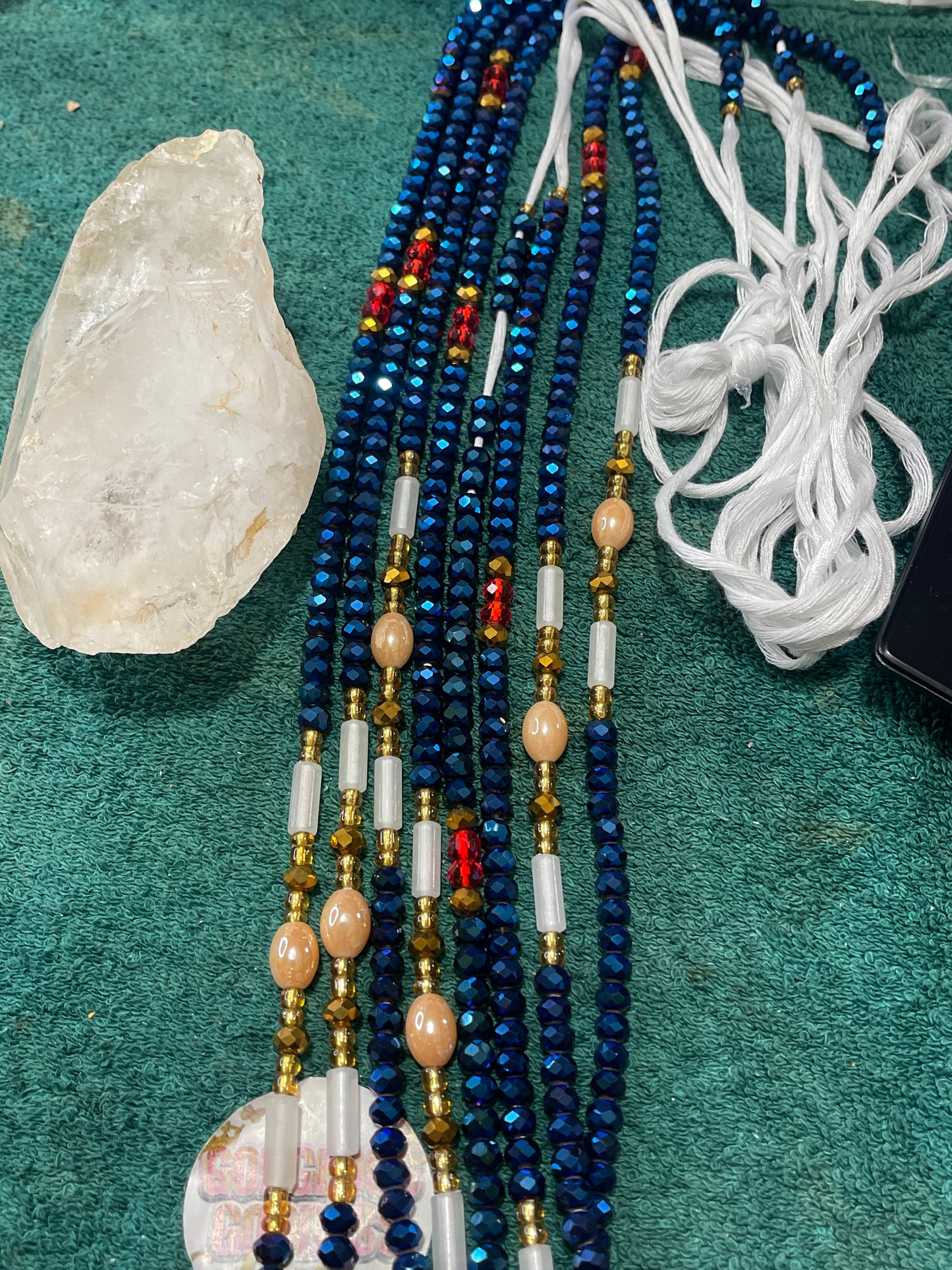 Sapphire Tie on Waistbead Tie on Waistbead