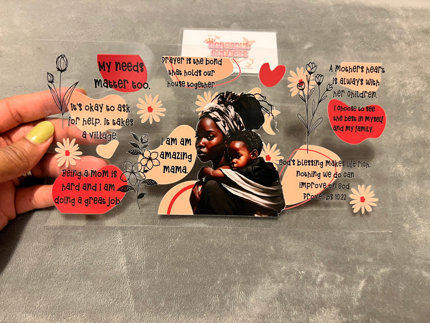 #9 Black Woman & Child UV DTF cup wrap