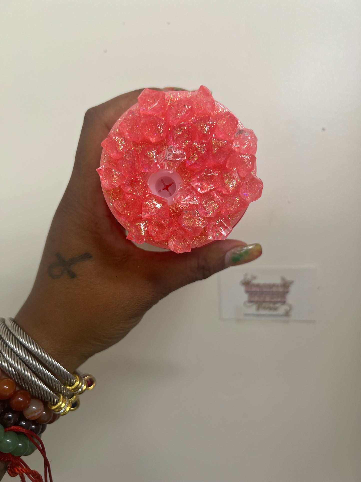 H K Glitter Slim Custom Snowglobe Cup 20oz (AS PHOTO)