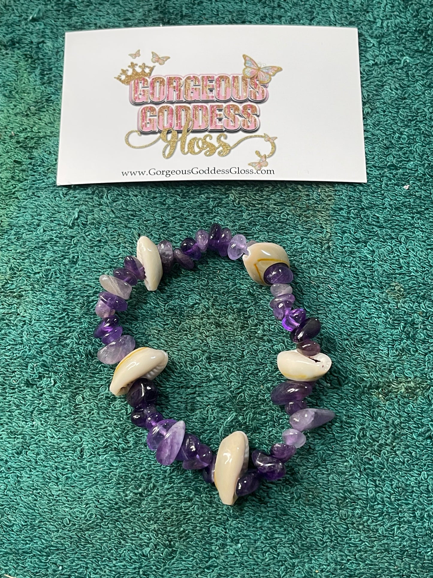 Amethyst cowrie shell crystal Bracelet