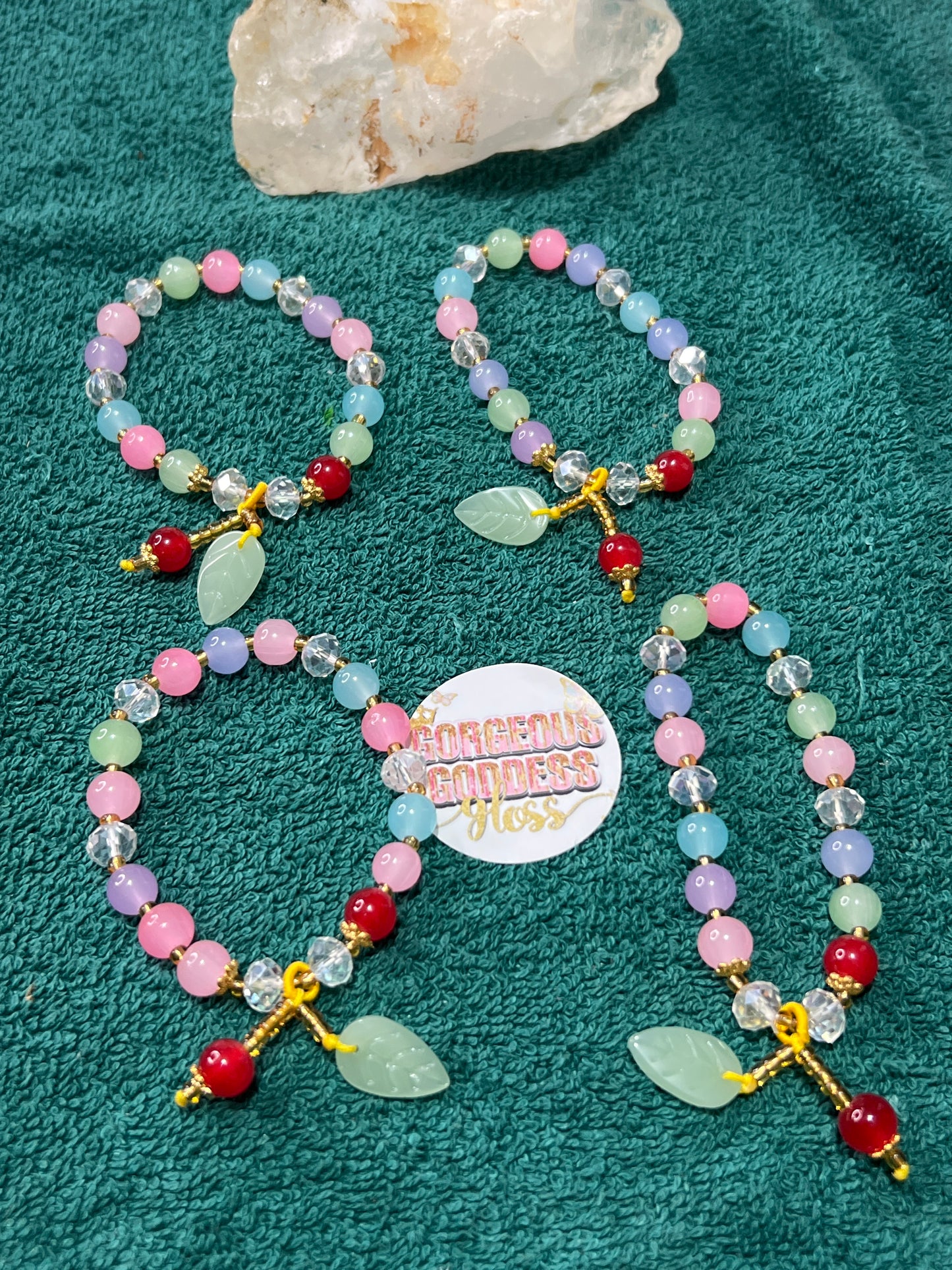 Multicolor Lucky Jade Leaf Beaded Bracelets