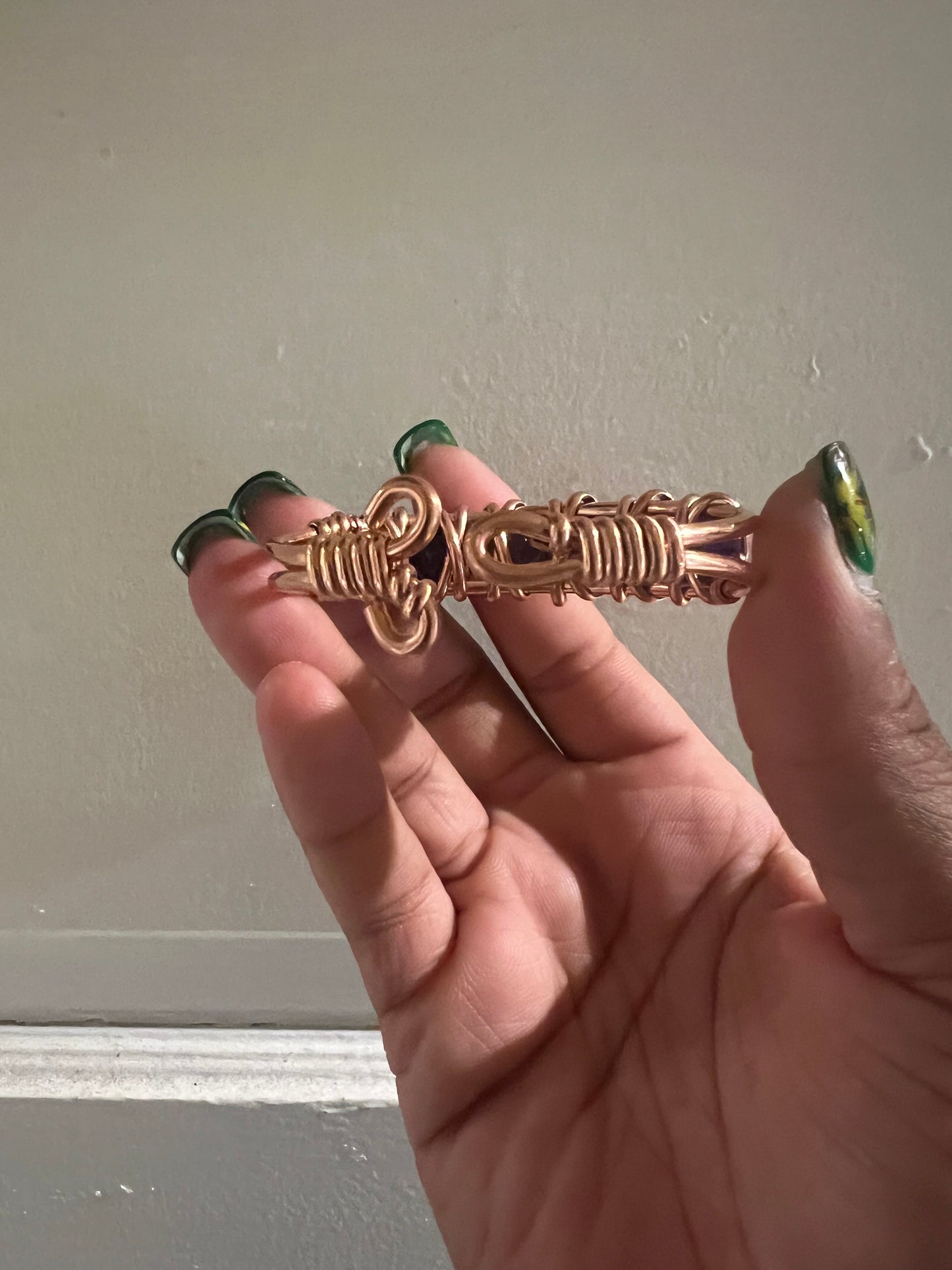 Amethyst Gemstone Copper Wire Beaded Bracelets