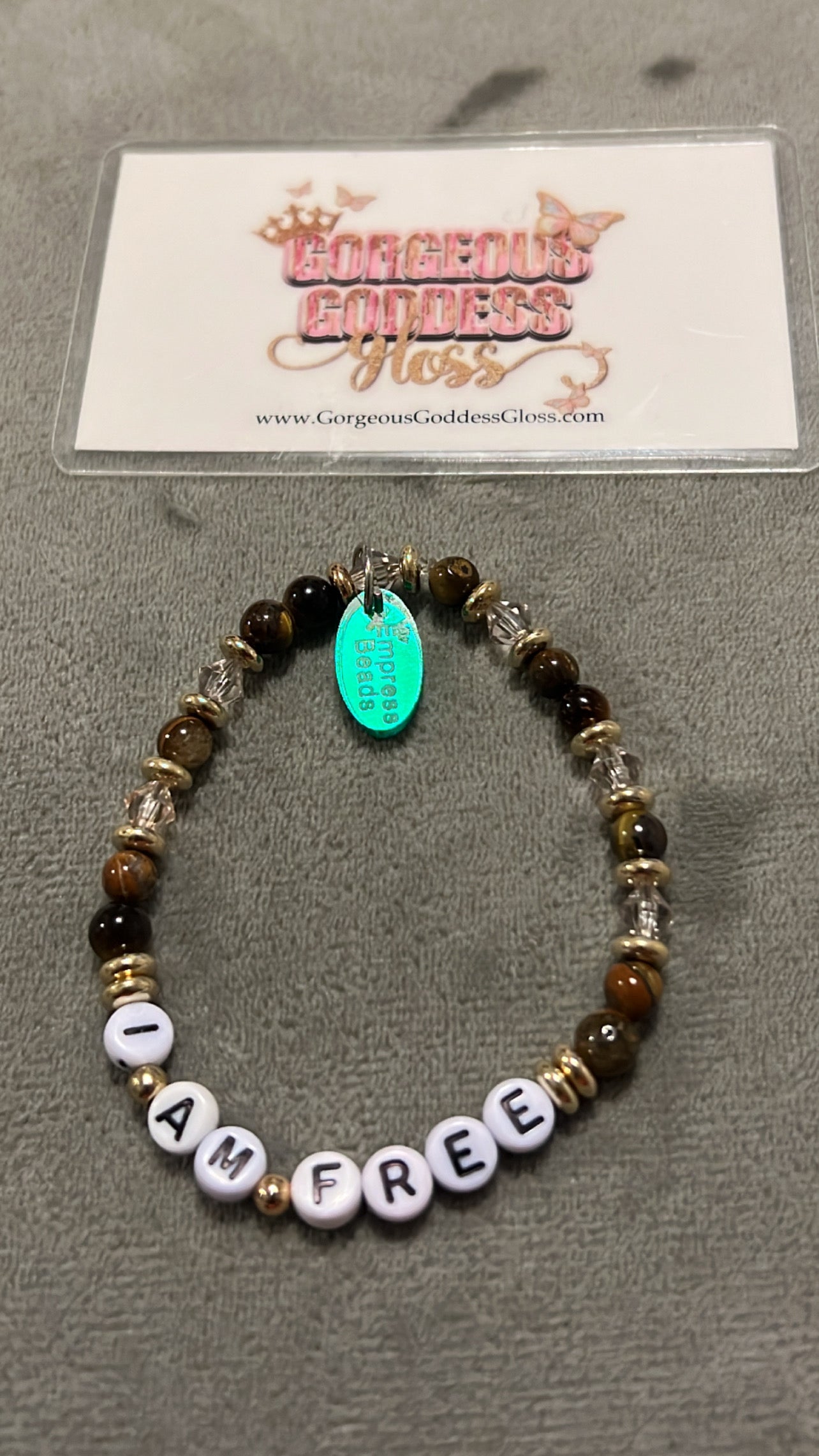 I Am Free Tiger Affirmations Crystal Bracelet