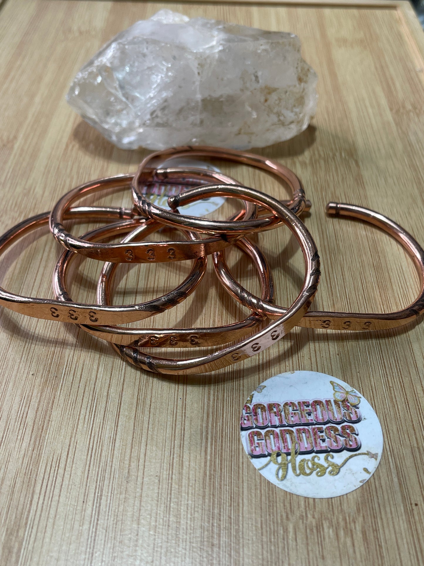 333 Angel Number Pure Copper Bangle 1pcs
