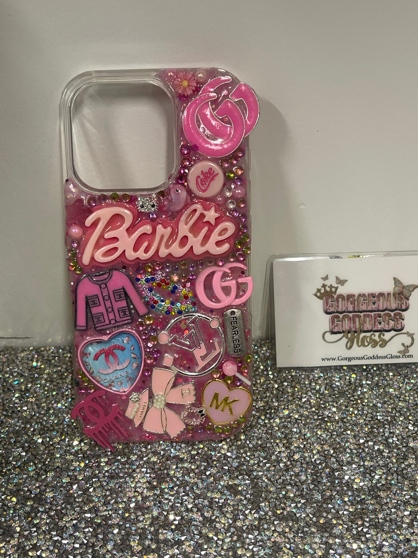 Pink Glow in the dark Barbie Custom junk case FOR (iPhone16 Pro) this case in photo
