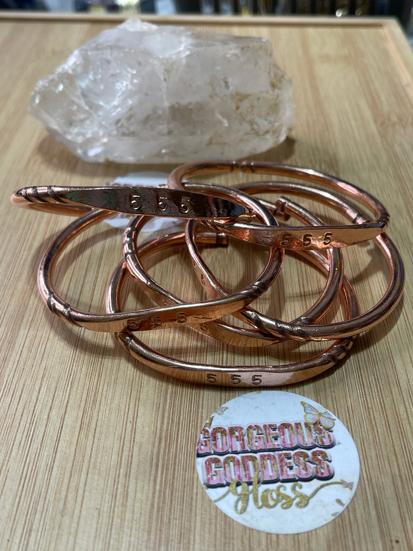 555 Angel Number Pure Copper Bangle 1pcs