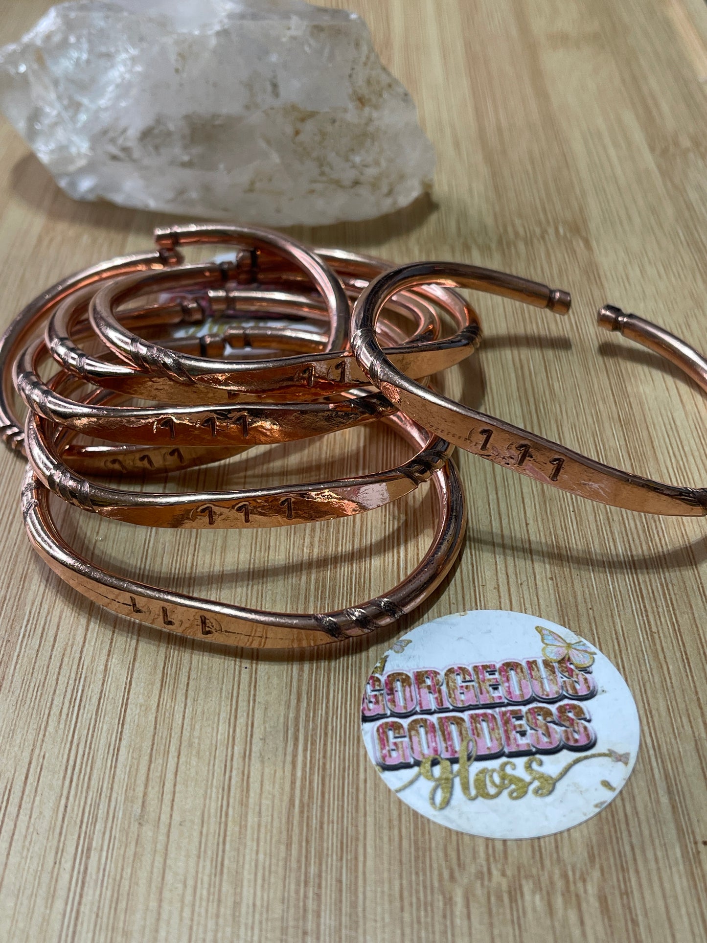 111 Angel Number Pure Copper Bangle 1pcs