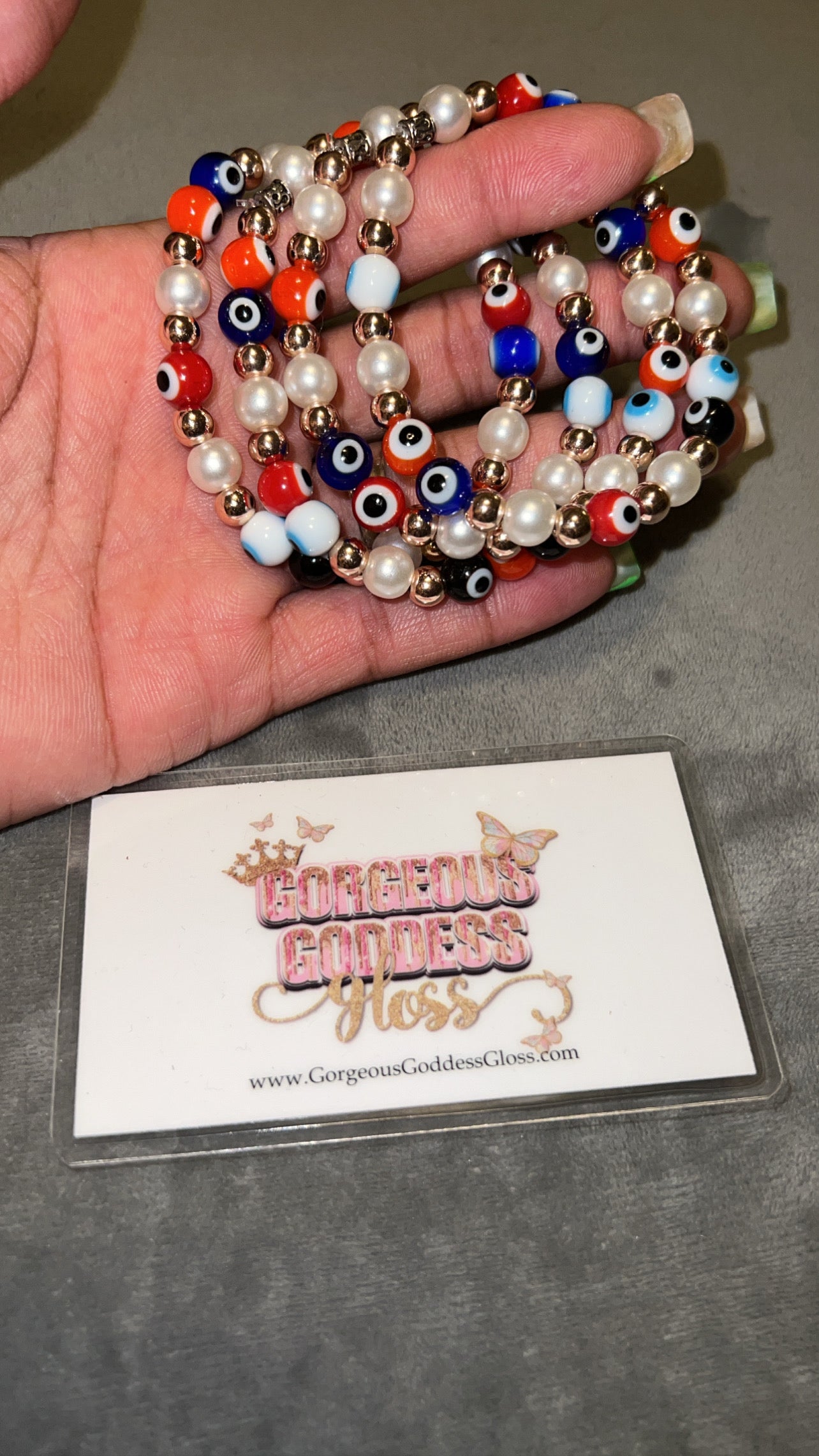 Small Pearly Evil Eye Single Bracelet