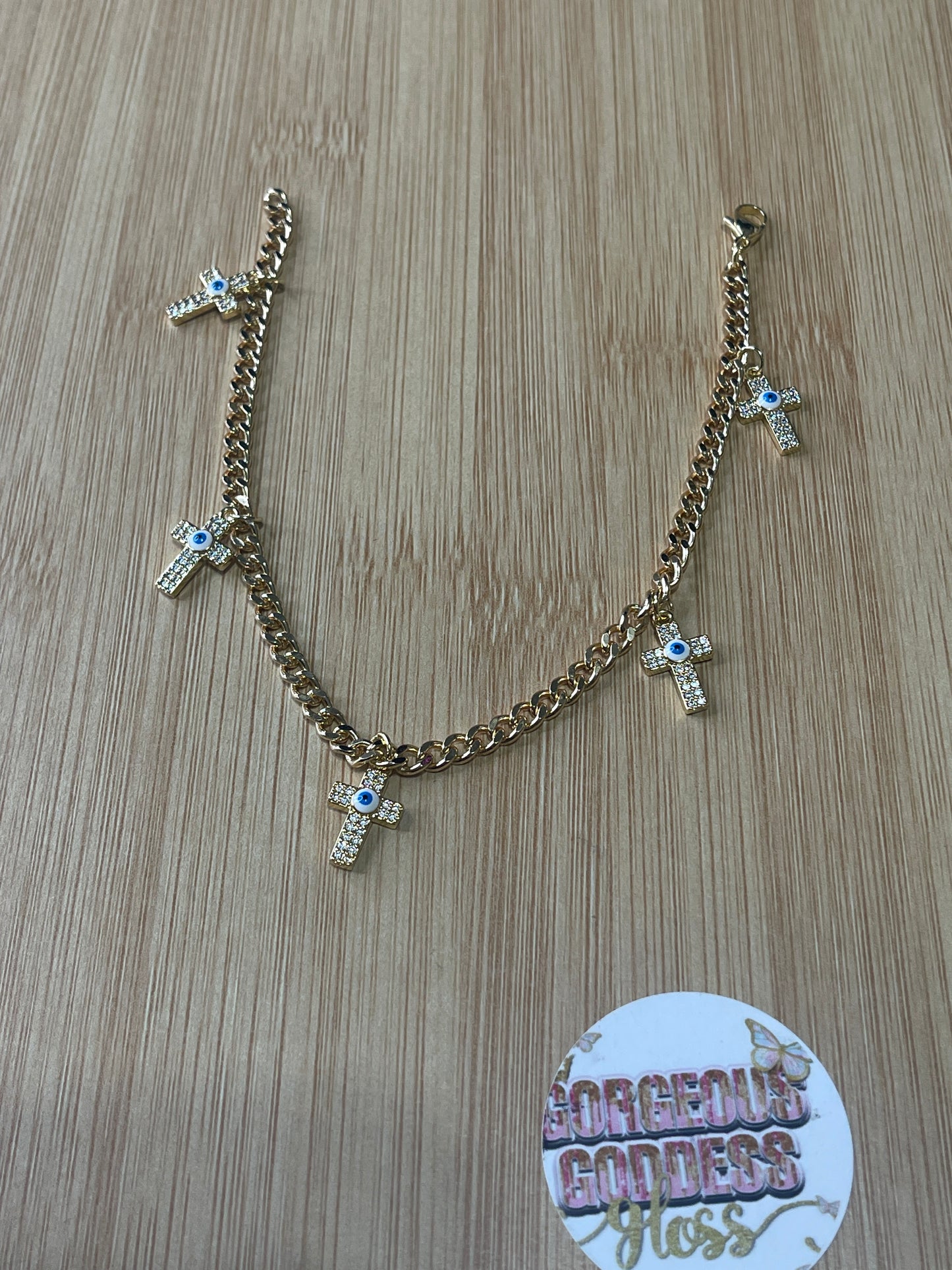 Evil Eye Cross gold filled anklets