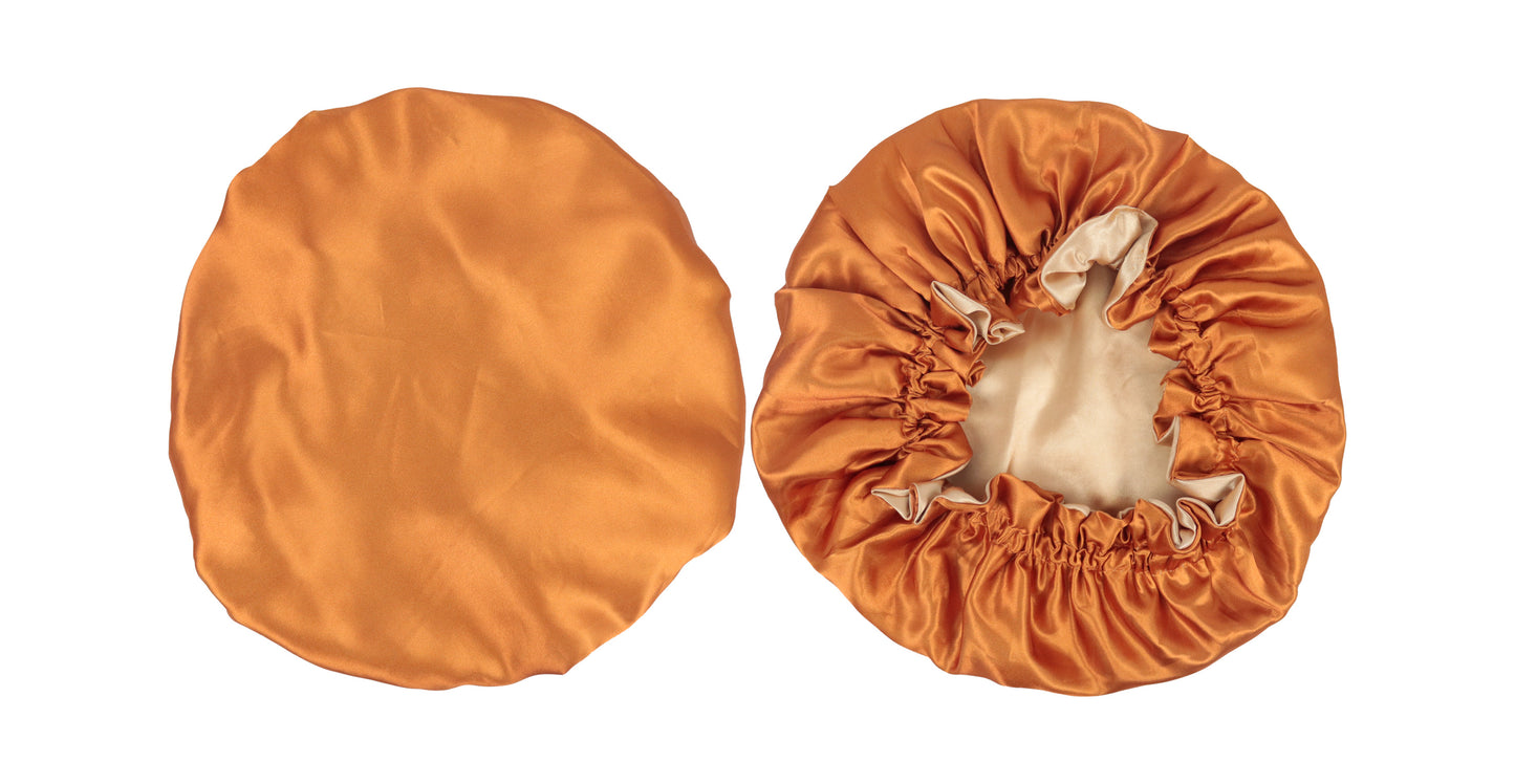 Orange / Cream Reversible Silk Bonnet
