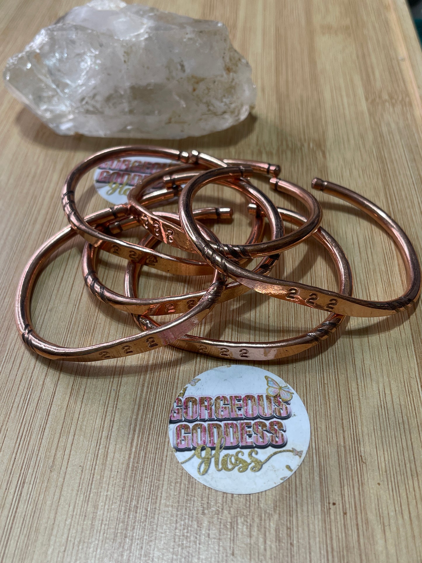 222 Angel Number Pure Copper Bangle 1pcs