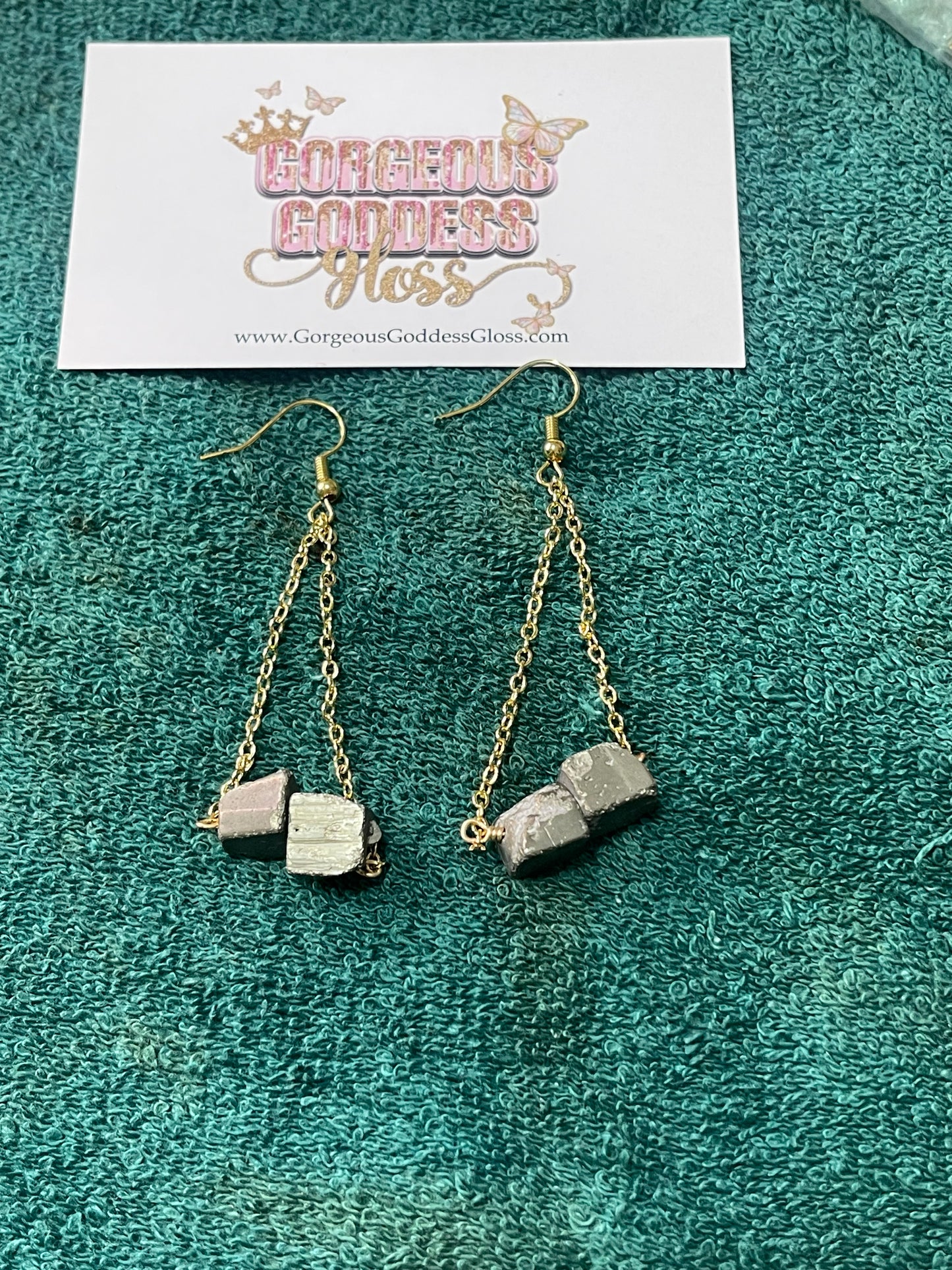 Pyrite Crystal Dangle Earrings