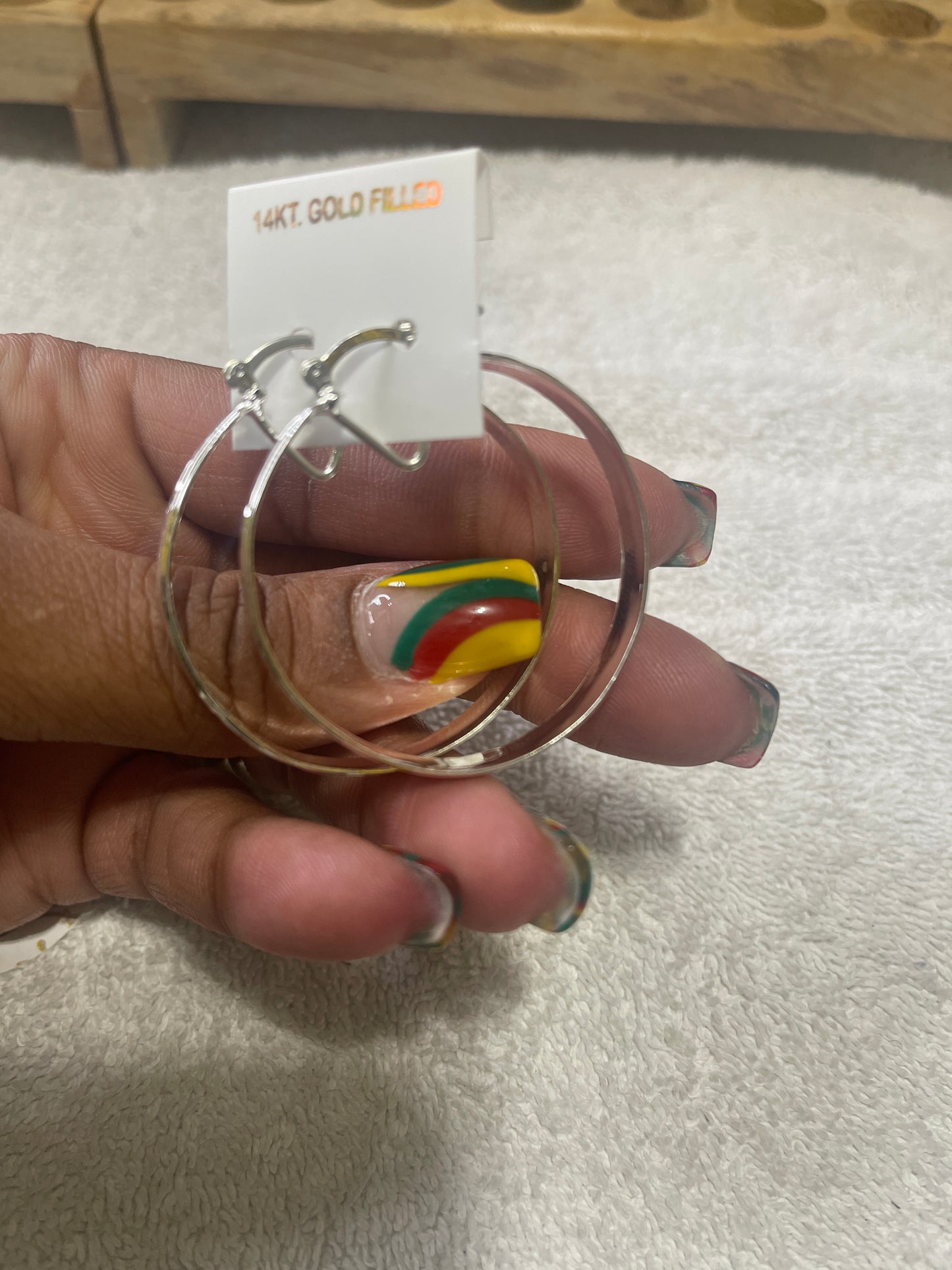 Bangle SILVER COLOR 14k Earring fashion Size 1 earnings