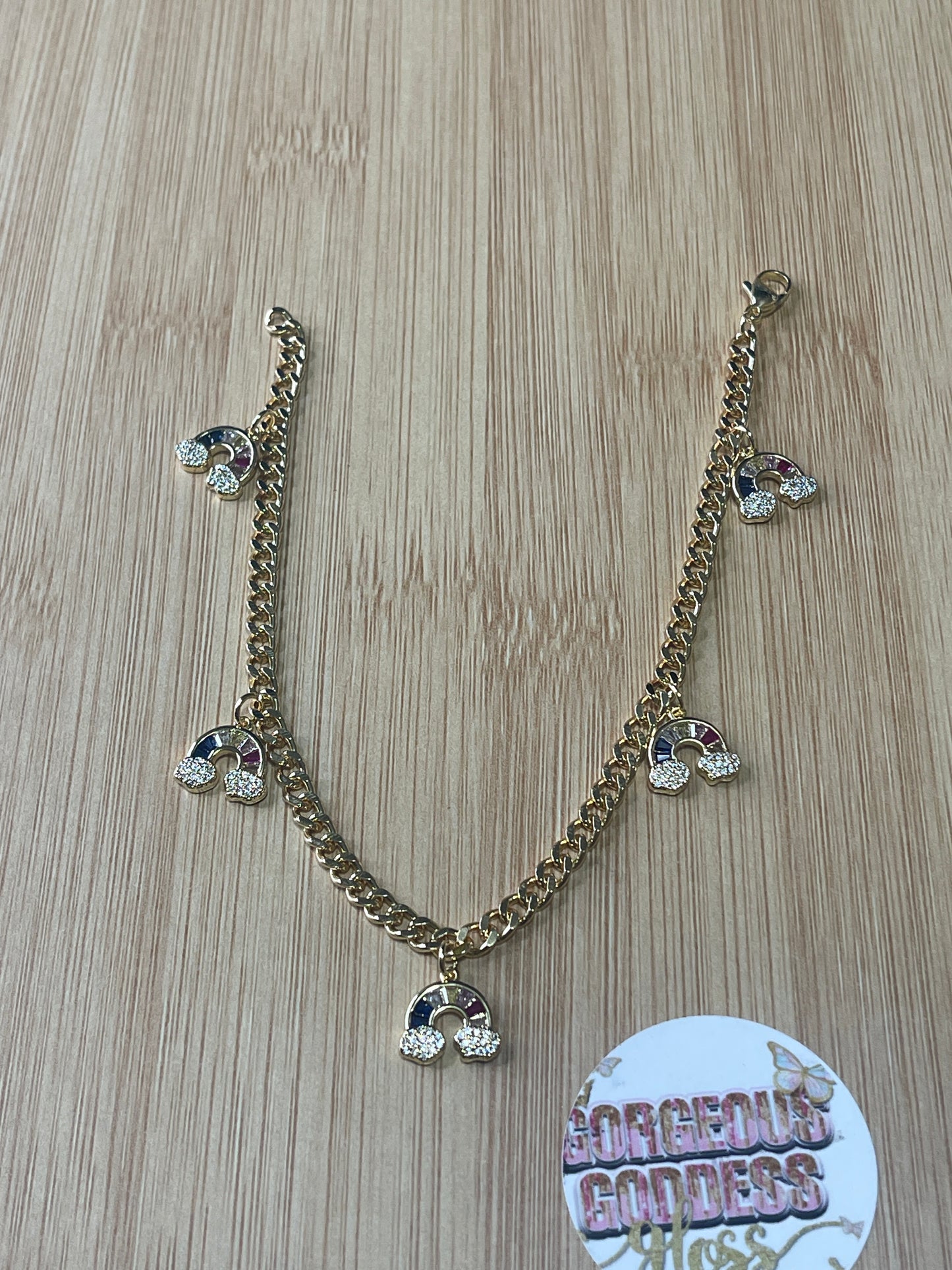 Rainbow Clouds water resistant anklets