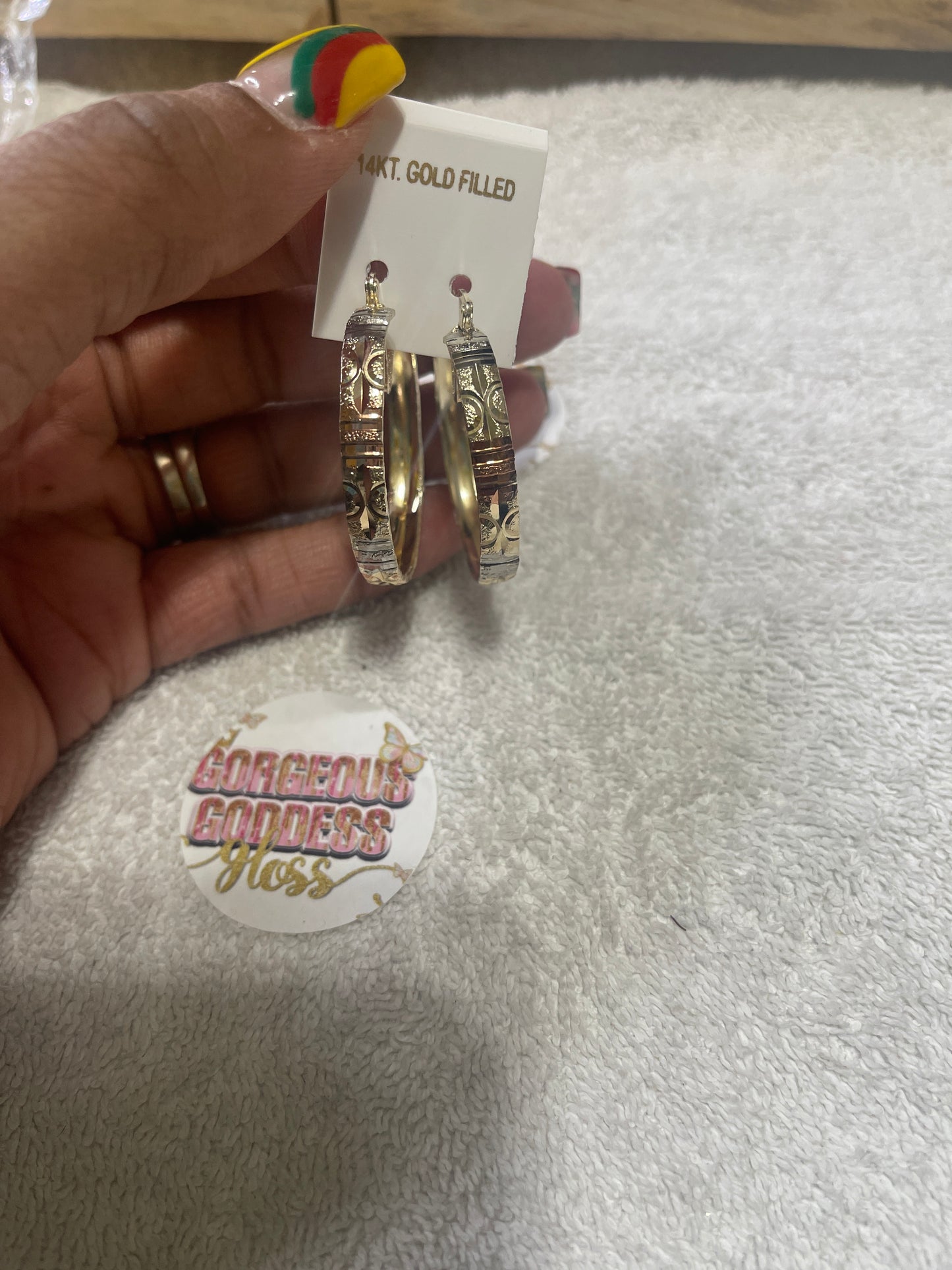 Bangle Hoop TRI COLOR 14k Earring fashion Size 1 earnings