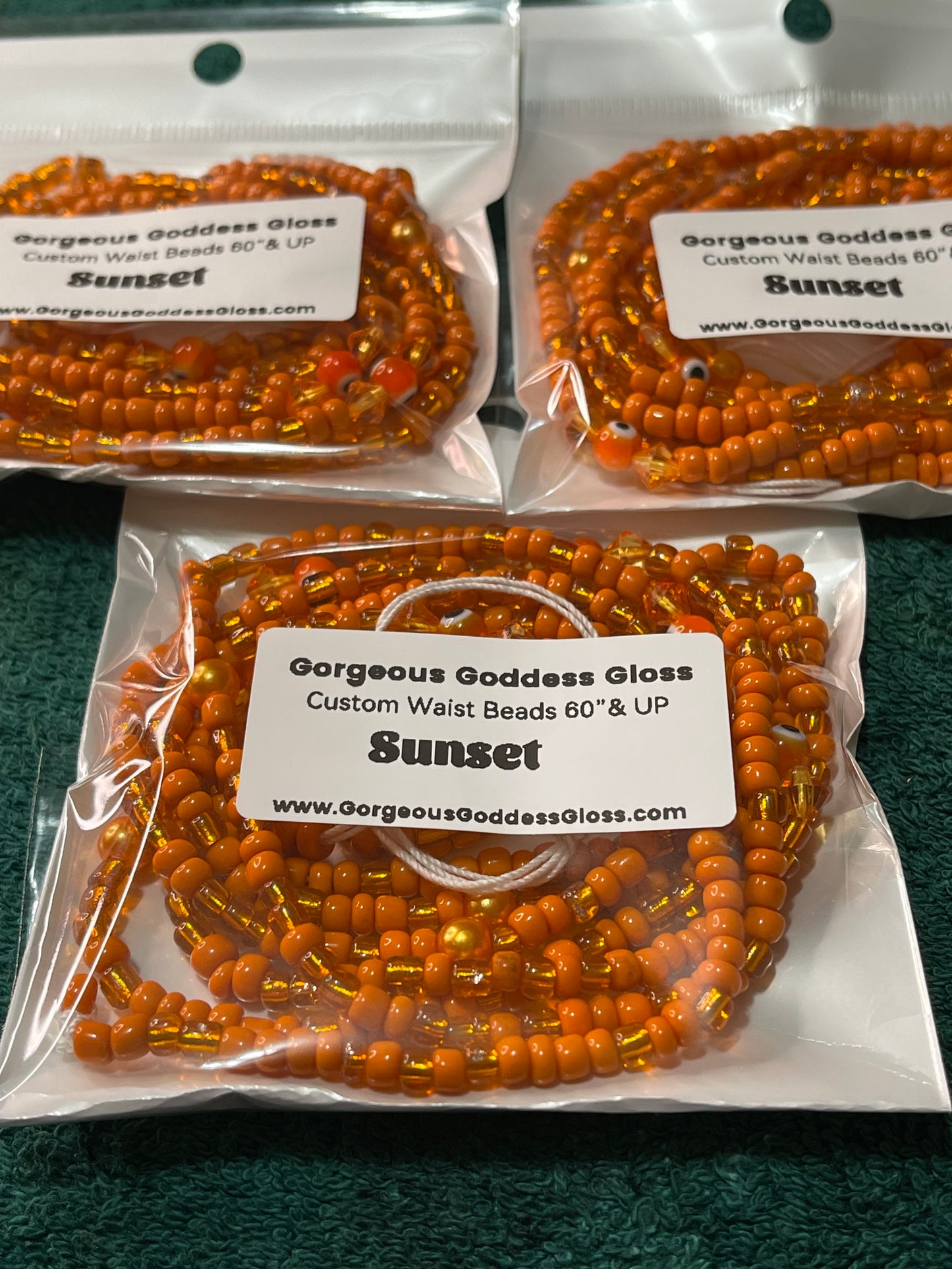 Sunset custom Waist-bead Gem Tie on waist beads(Add 4 one will be FREE )