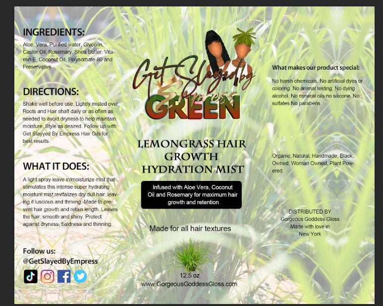 Lemongrass Hair Growth Hydration Mist8oz