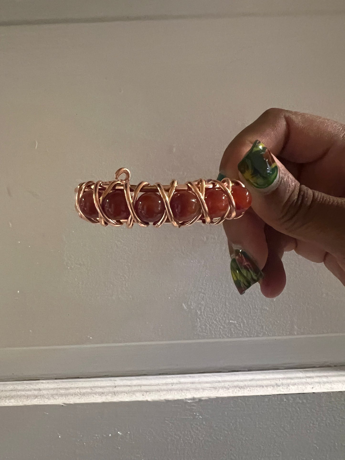 Carnelian Gemstone Copper Wire Beaded Bracelets