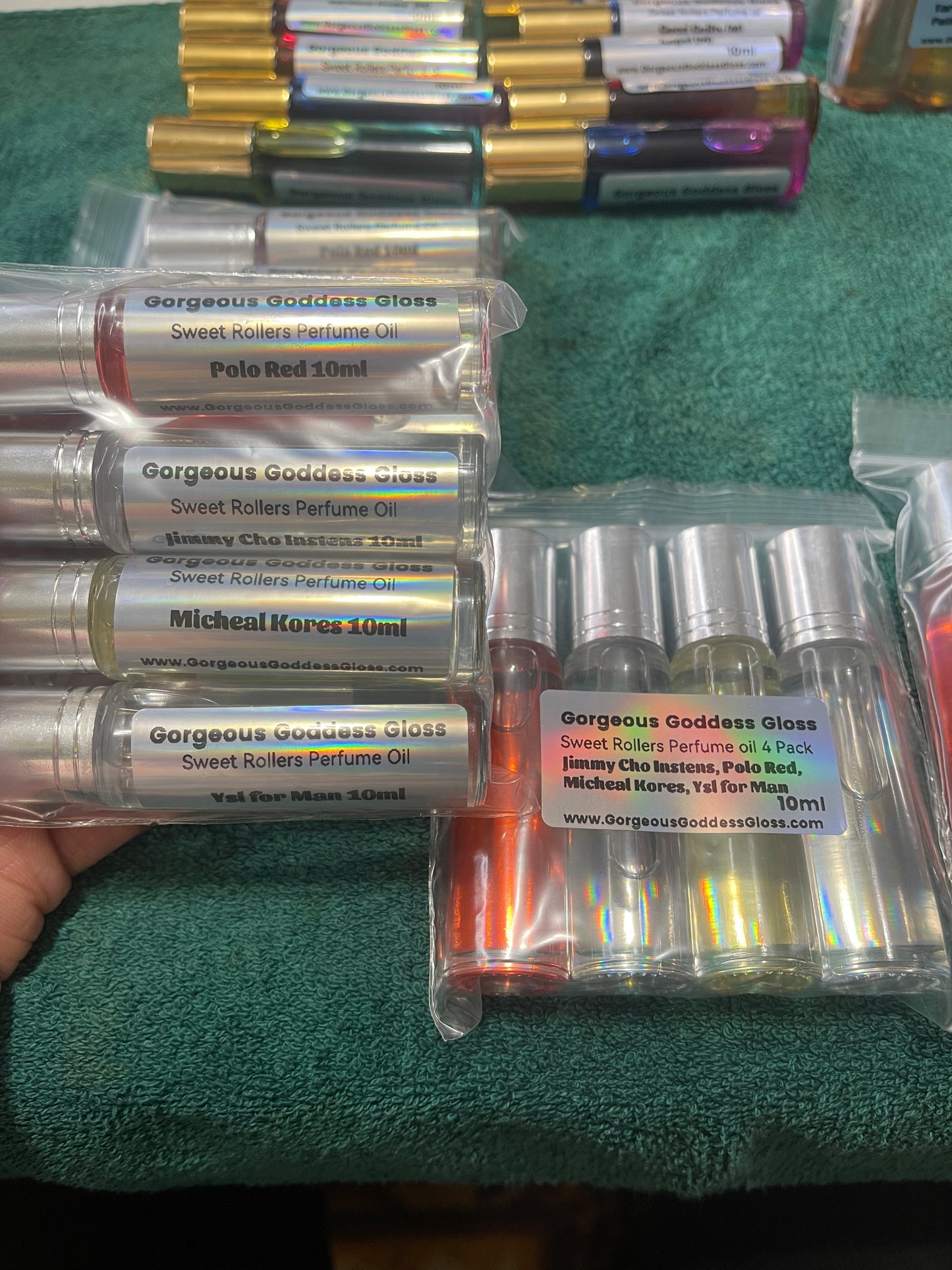 Jimmy Cho Instens, Polo Red, Micheal Kores, Ysl for Man, Sweet Roller 4 Pk Handmade Sweet Rollers Fragrance oil