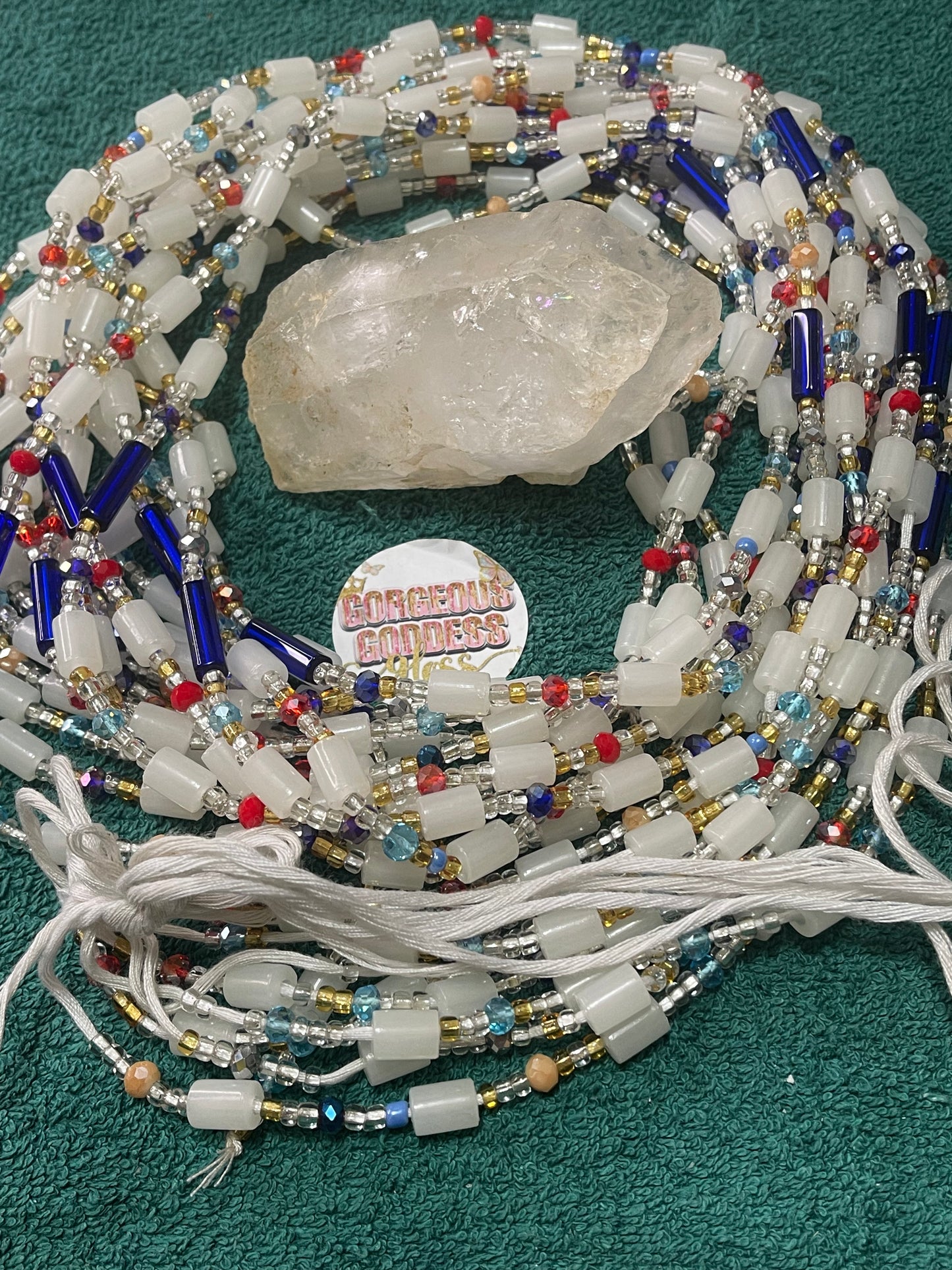 White Cloud tie on Waistbead Tie on Waist-bead