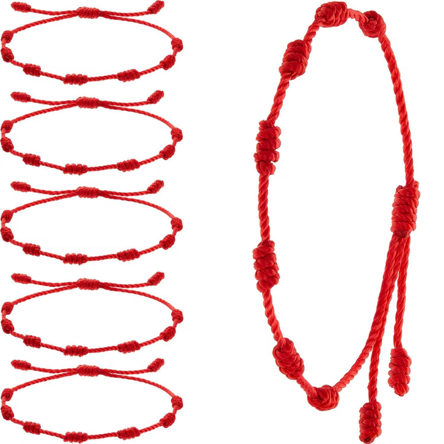 7 knot Red Protection String Bracelet