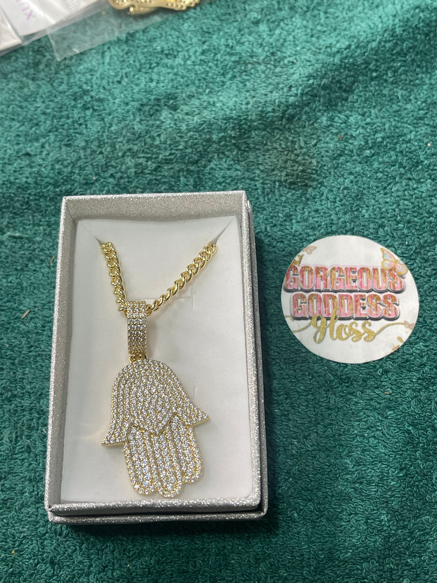 Bling Hand Of Fatima Gold Filled