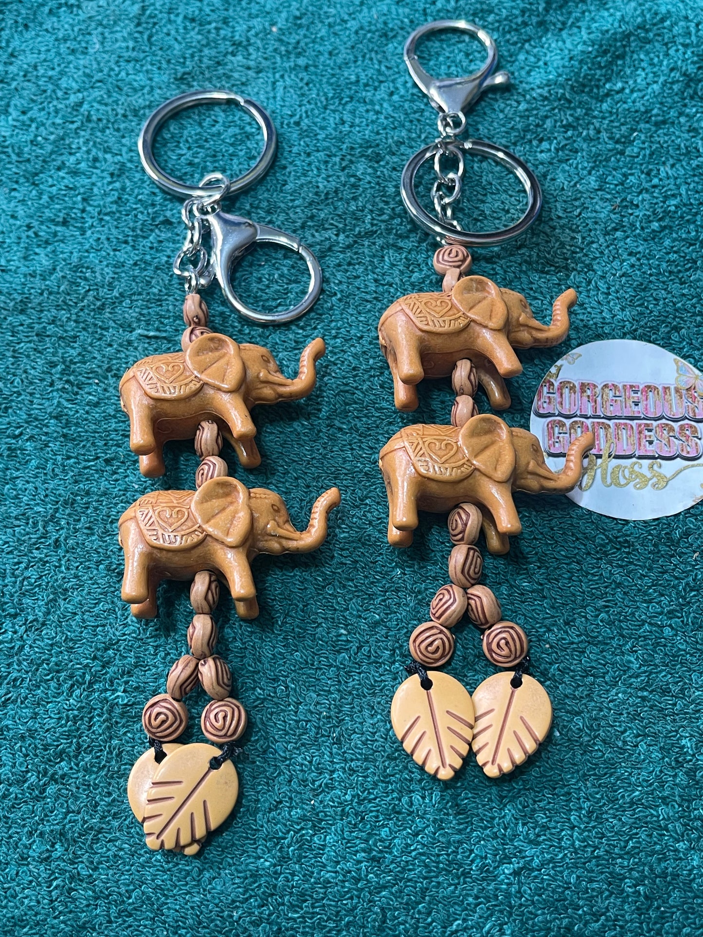 Wooden Elephant Key Chains