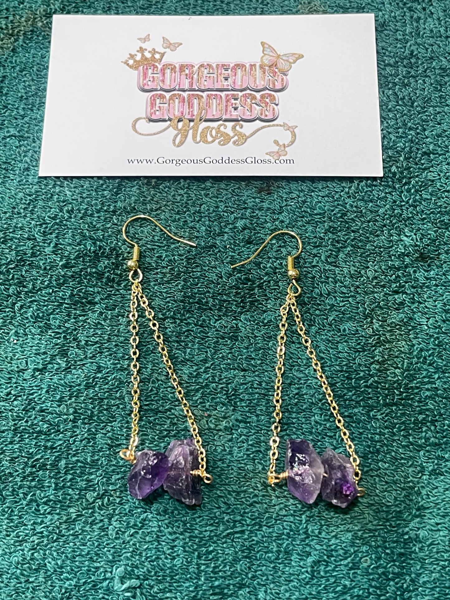 Dark Amethyst Crystal Crystal Dangle Earrings