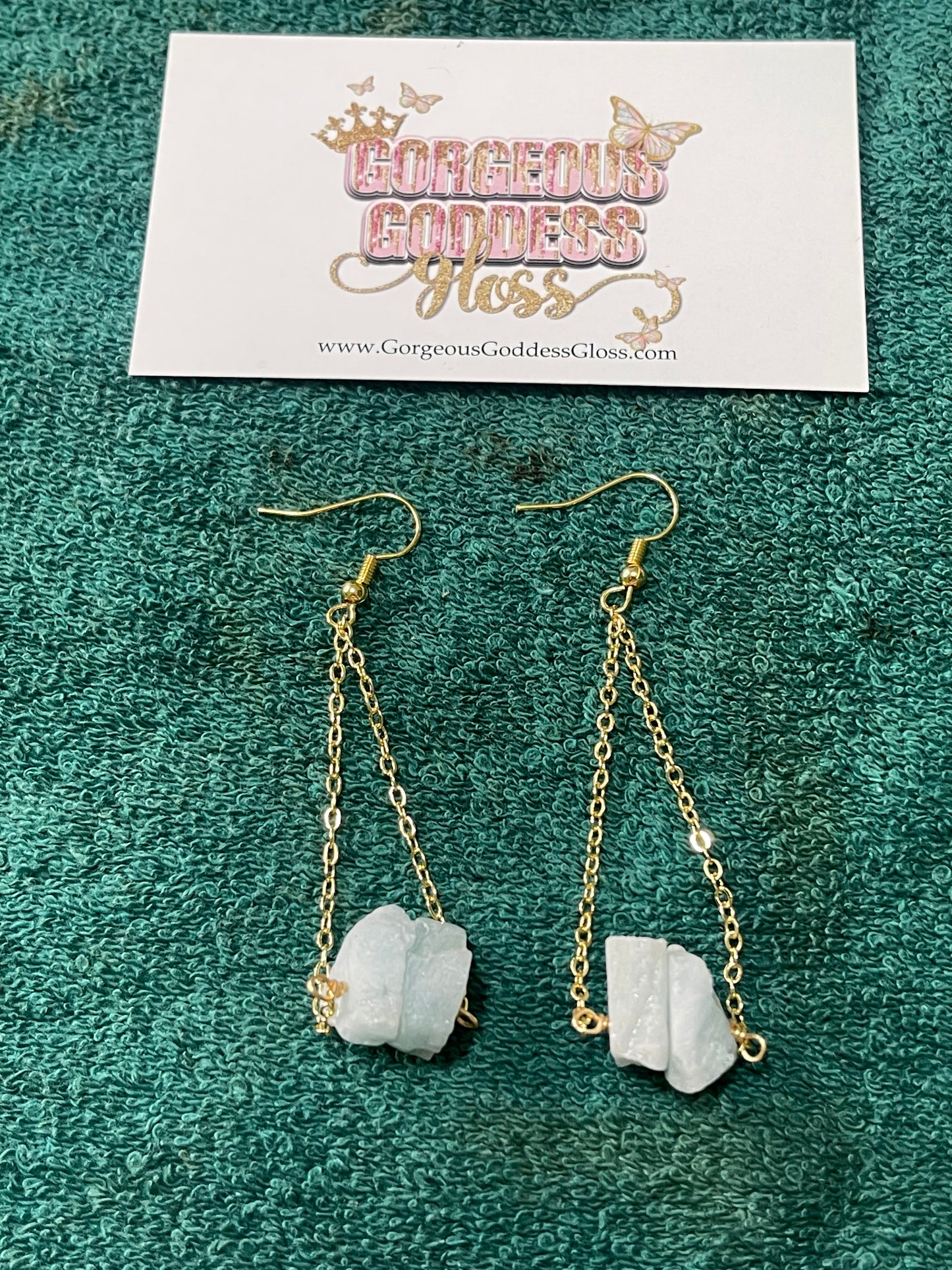 Aquamarine Crystal Dangle Earrings