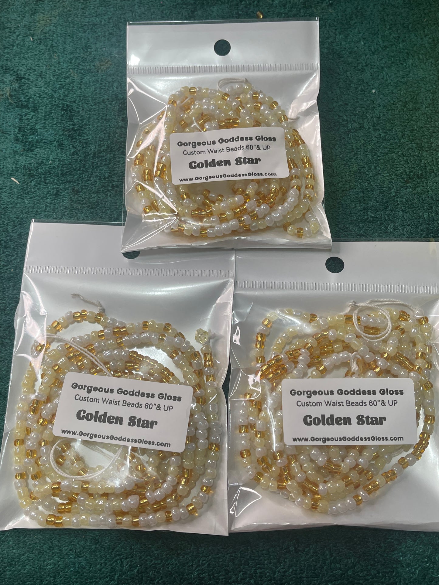 Golden Star By: T T custom Tie on waist beads