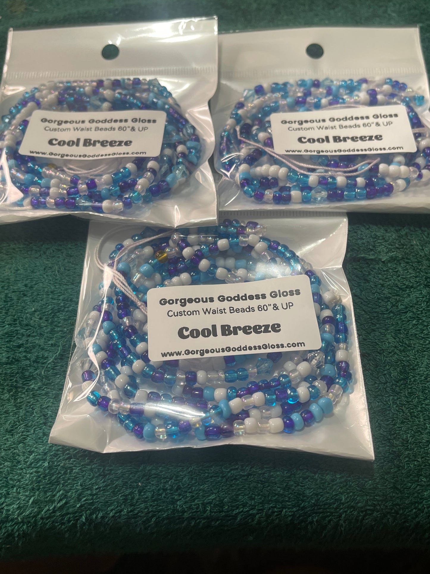 Cool Breeze custom Waist-bead Gem Tie on waist beads(Add 4 one will be FREE )