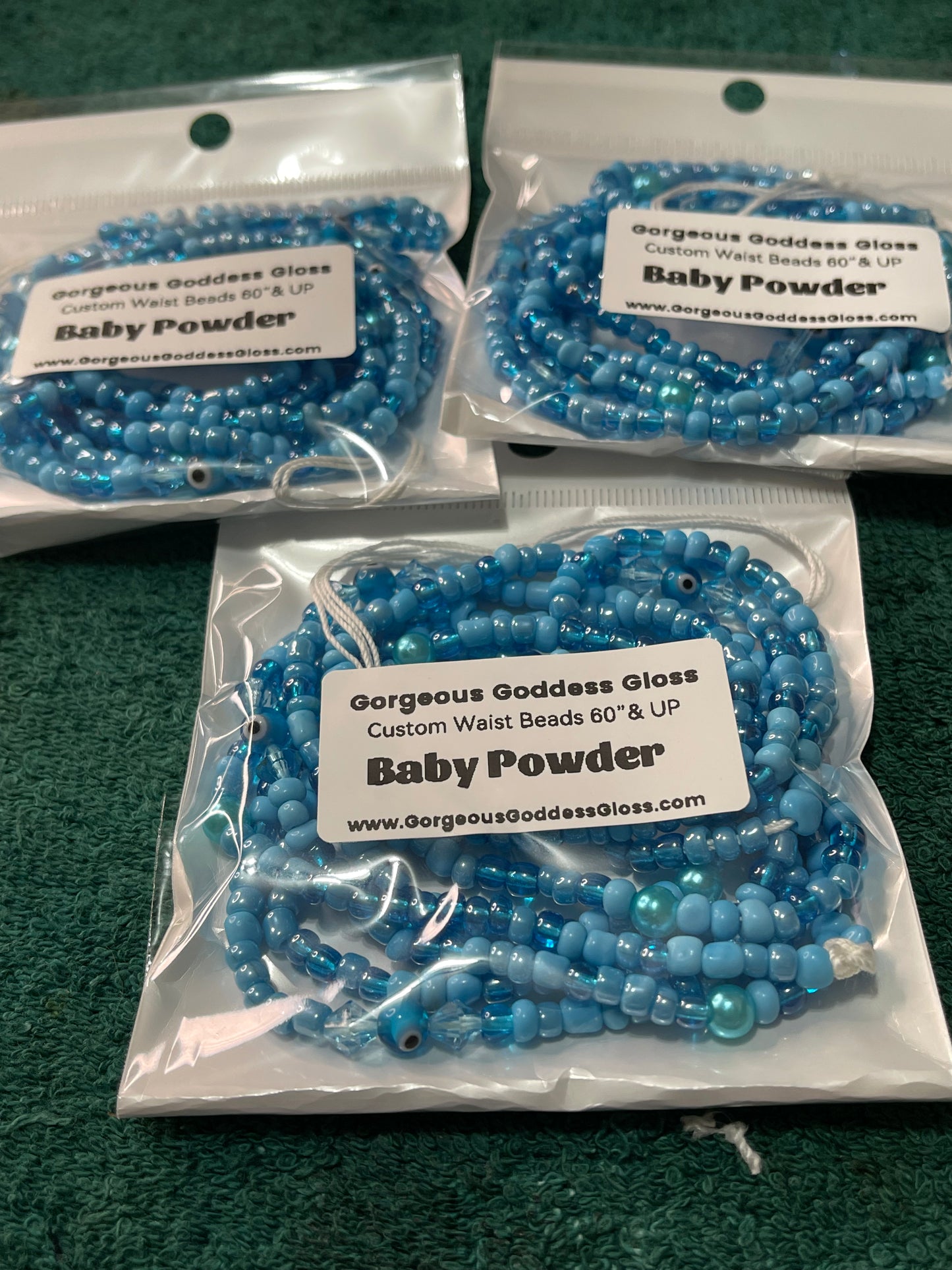 Baby Powder custom Waist-bead Gem Tie on waist beads(Add 4 one will be FREE )