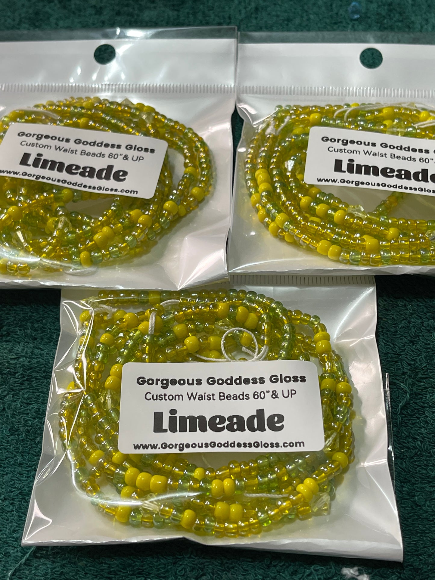 Limeade custom Waist-bead Gem Tie on waist beads(Add 4 one will be FREE )