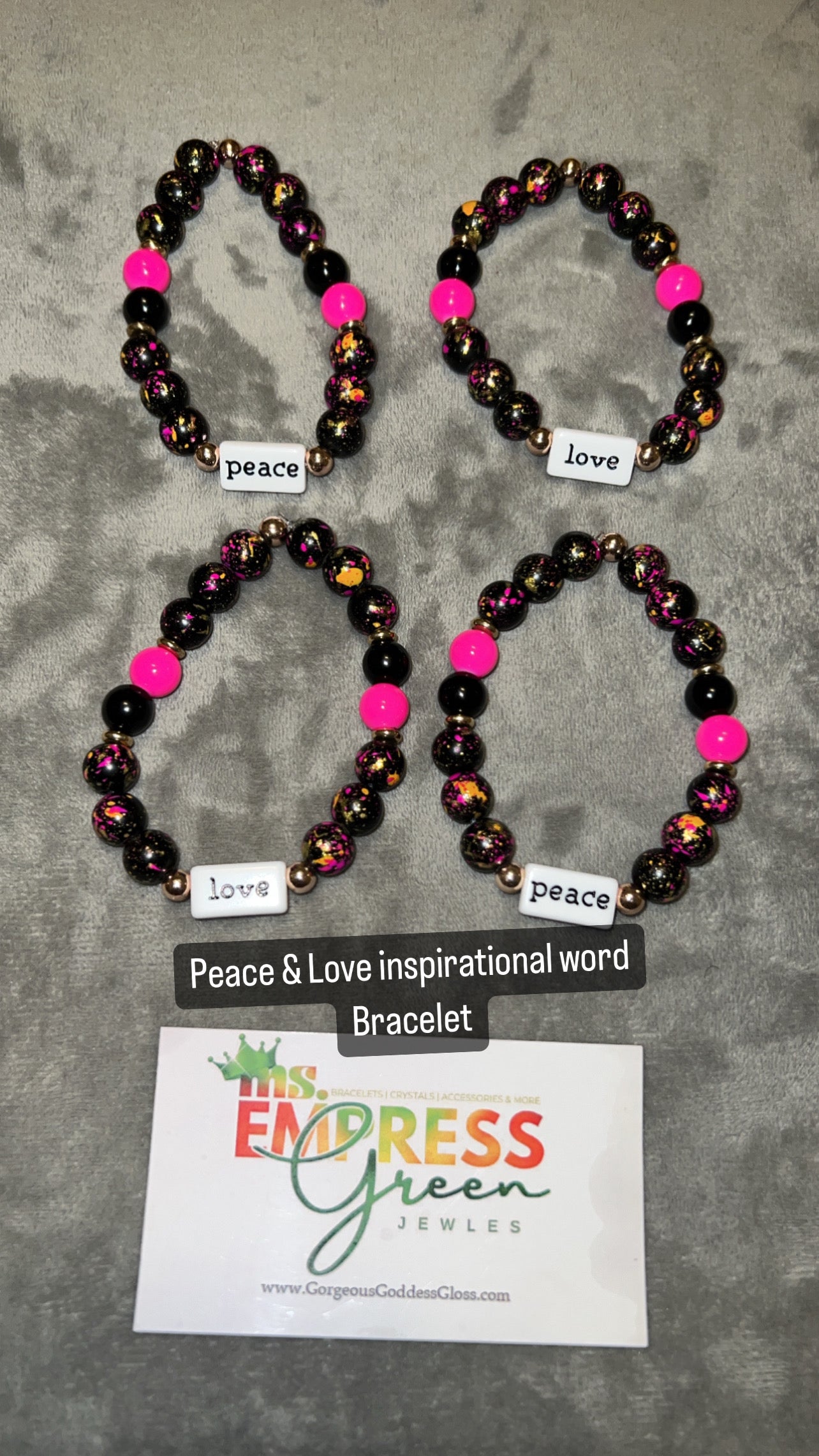 Peace & Love Inspirational Word Bracelet