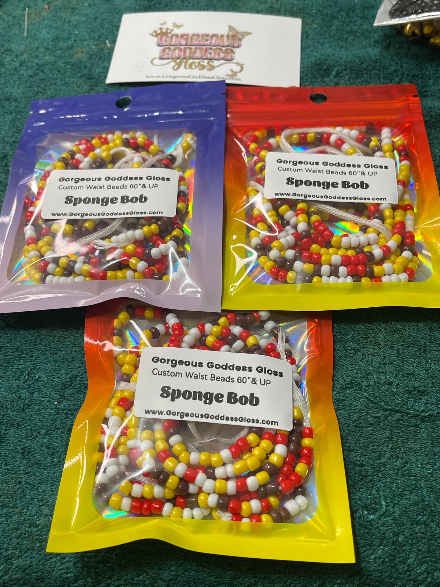 Sponge Bod custom Waist-bead Tie on waist beads(Add 4 one will be FREE )