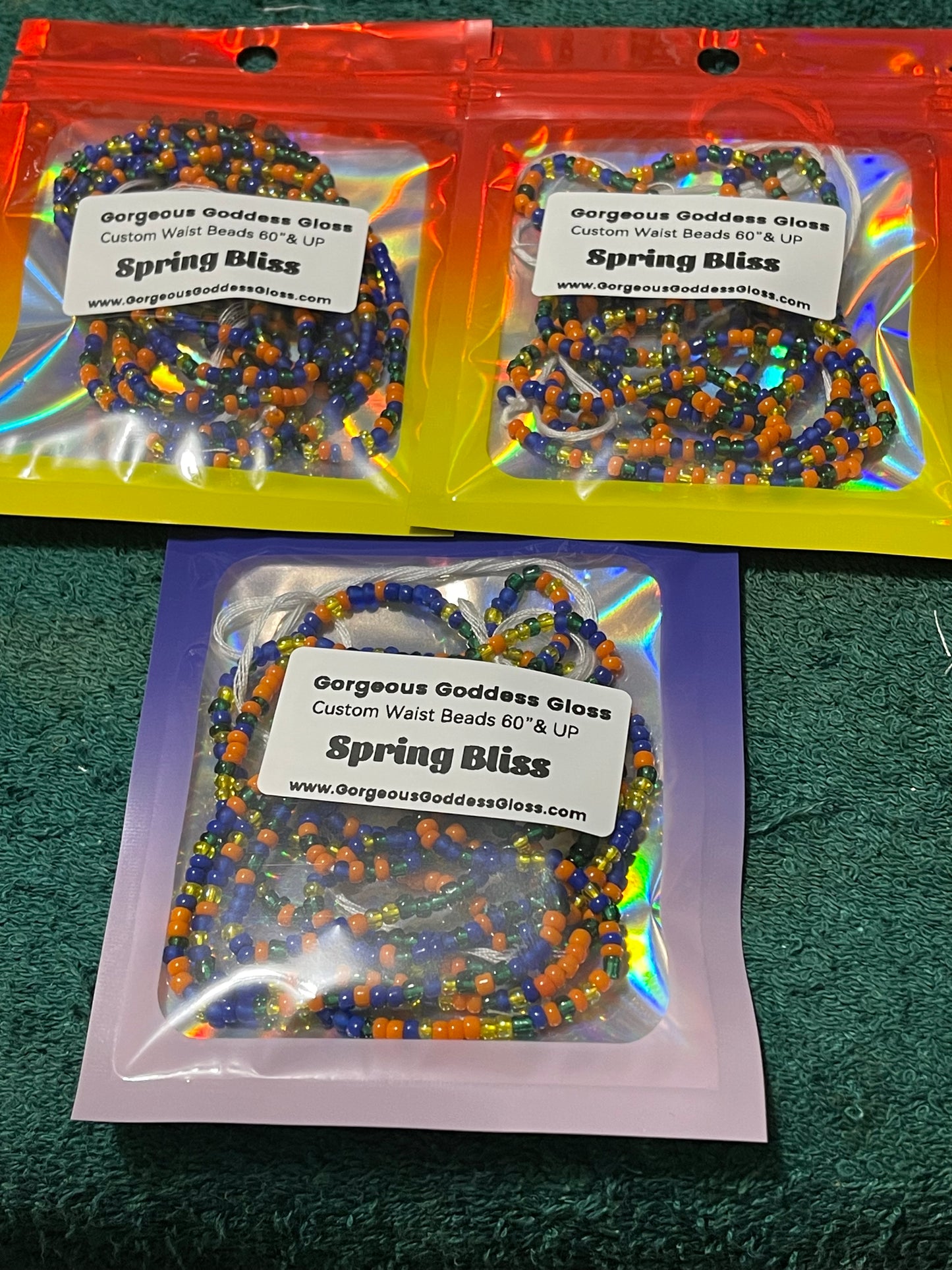 Spring Bliss custom Waist-bead Tie on waist beads(Add 4 one will be FREE )