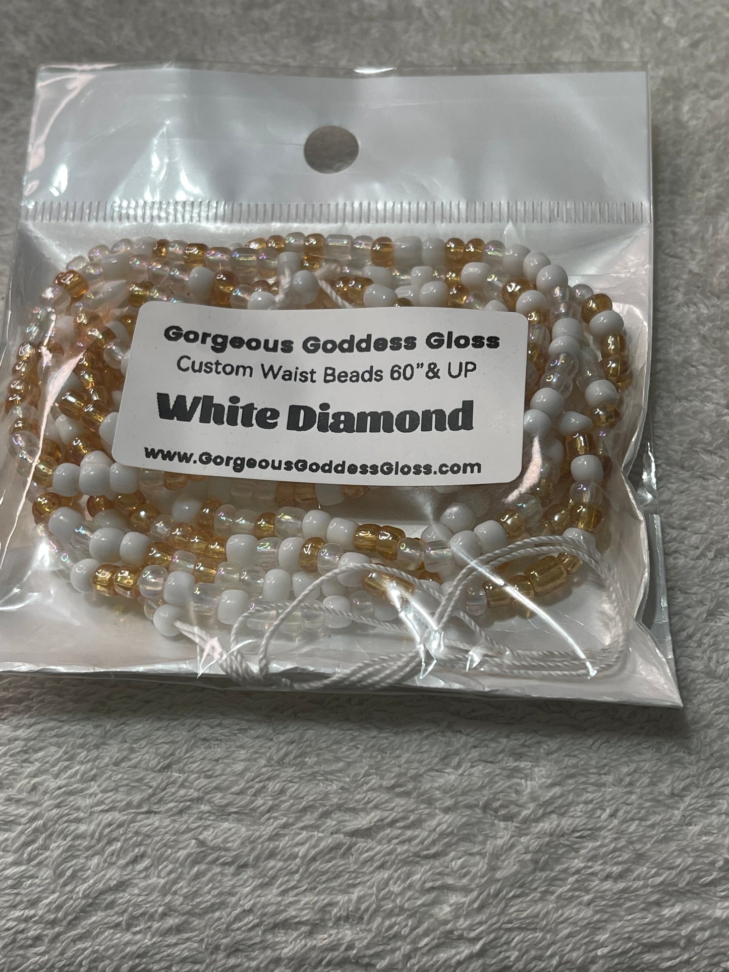 White Diamond custom Waist-bead Tie on waist beads(Add 4 one will be FREE )