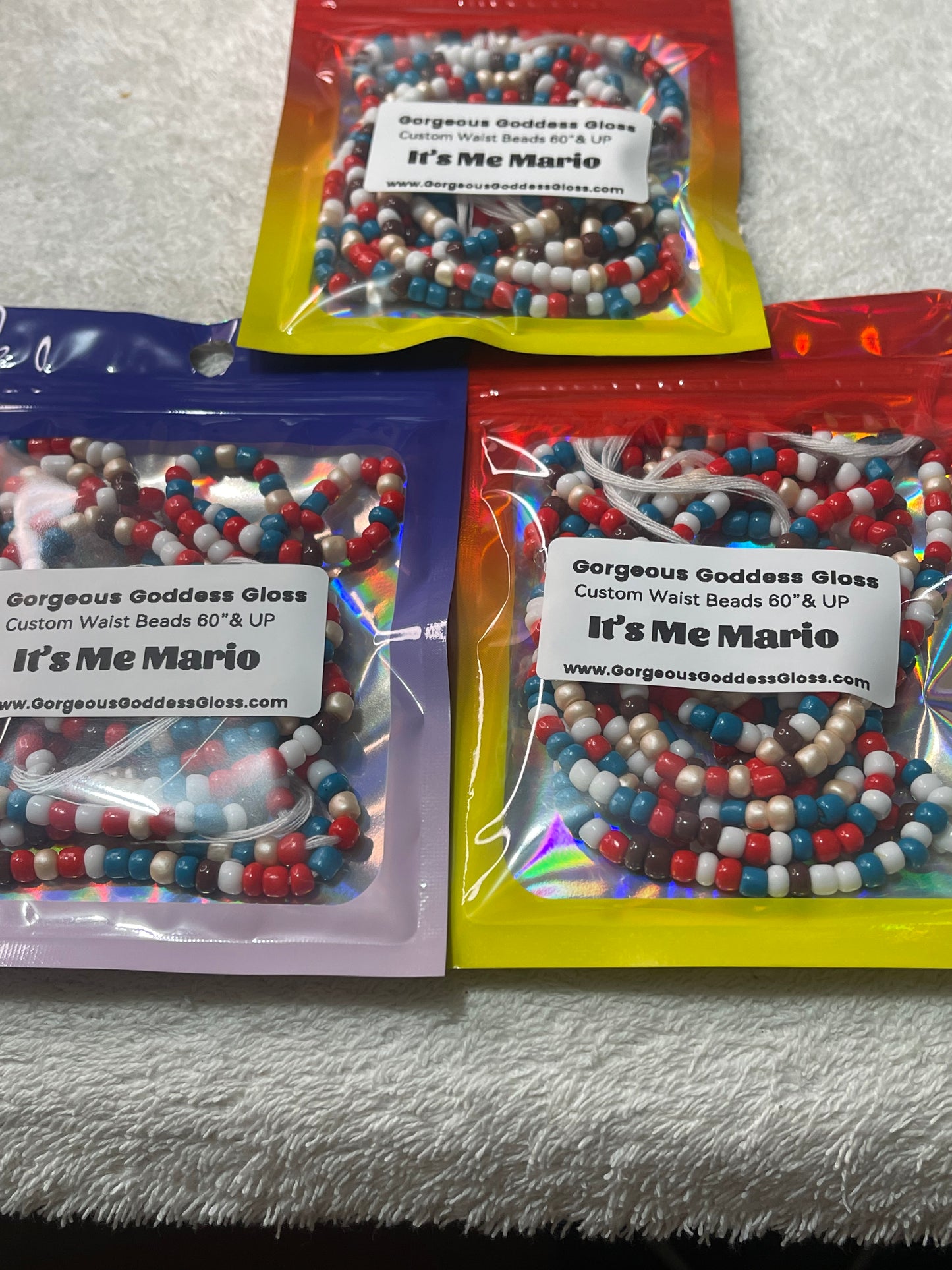 It’s Me Mario custom Waist-bead Tie on waist beads(Add 4 one will be FREE )