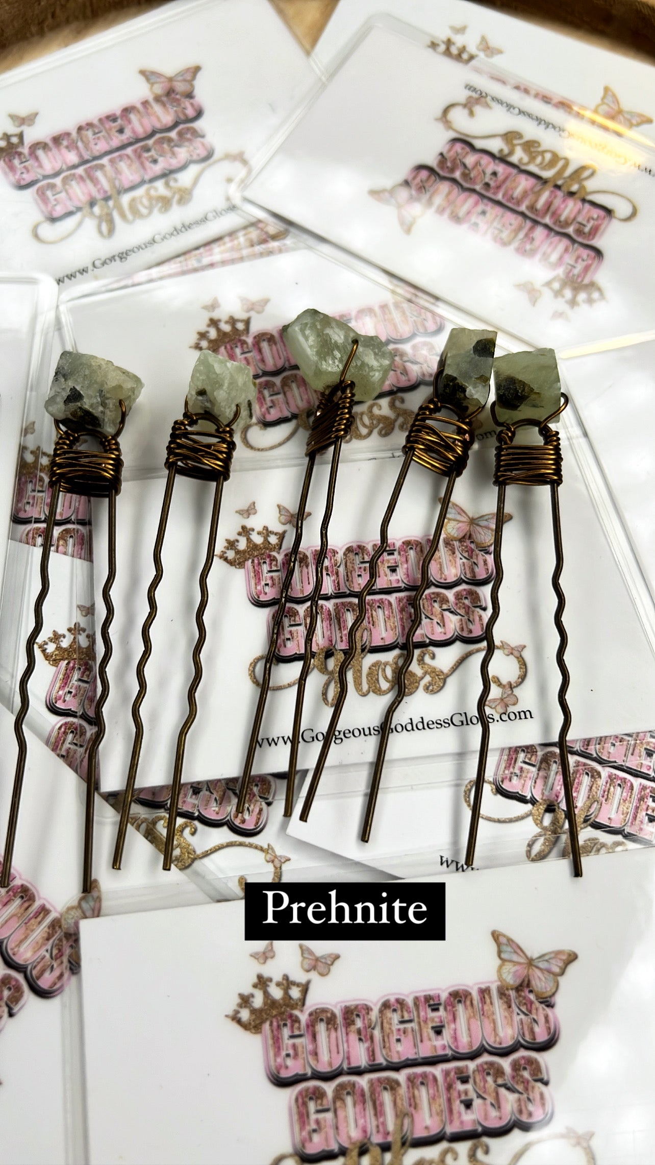 Prehnite Crystal Bobby Hair Pin