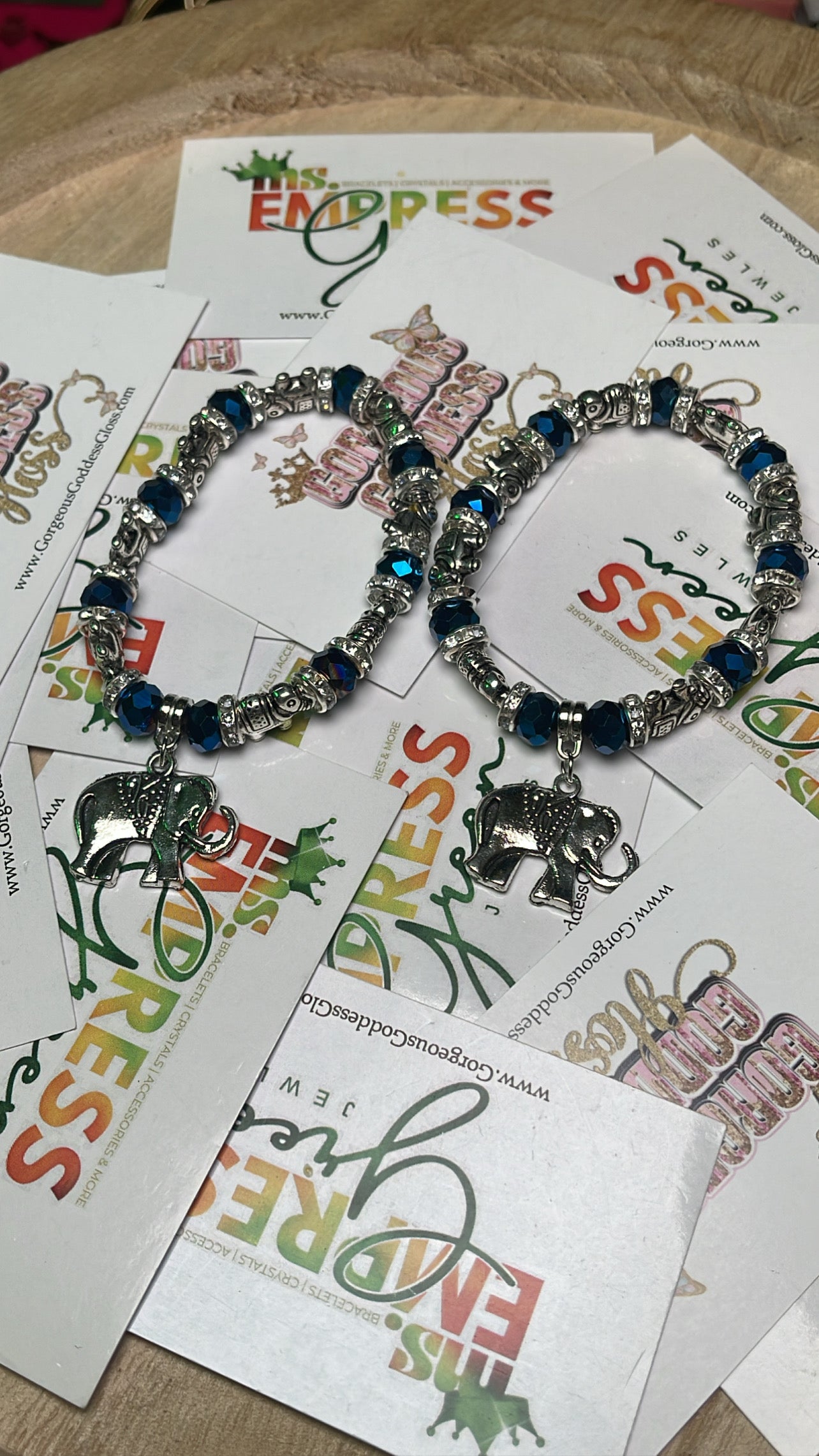 Mama Blue Elephant & 8 Babies Fancy Bracelet