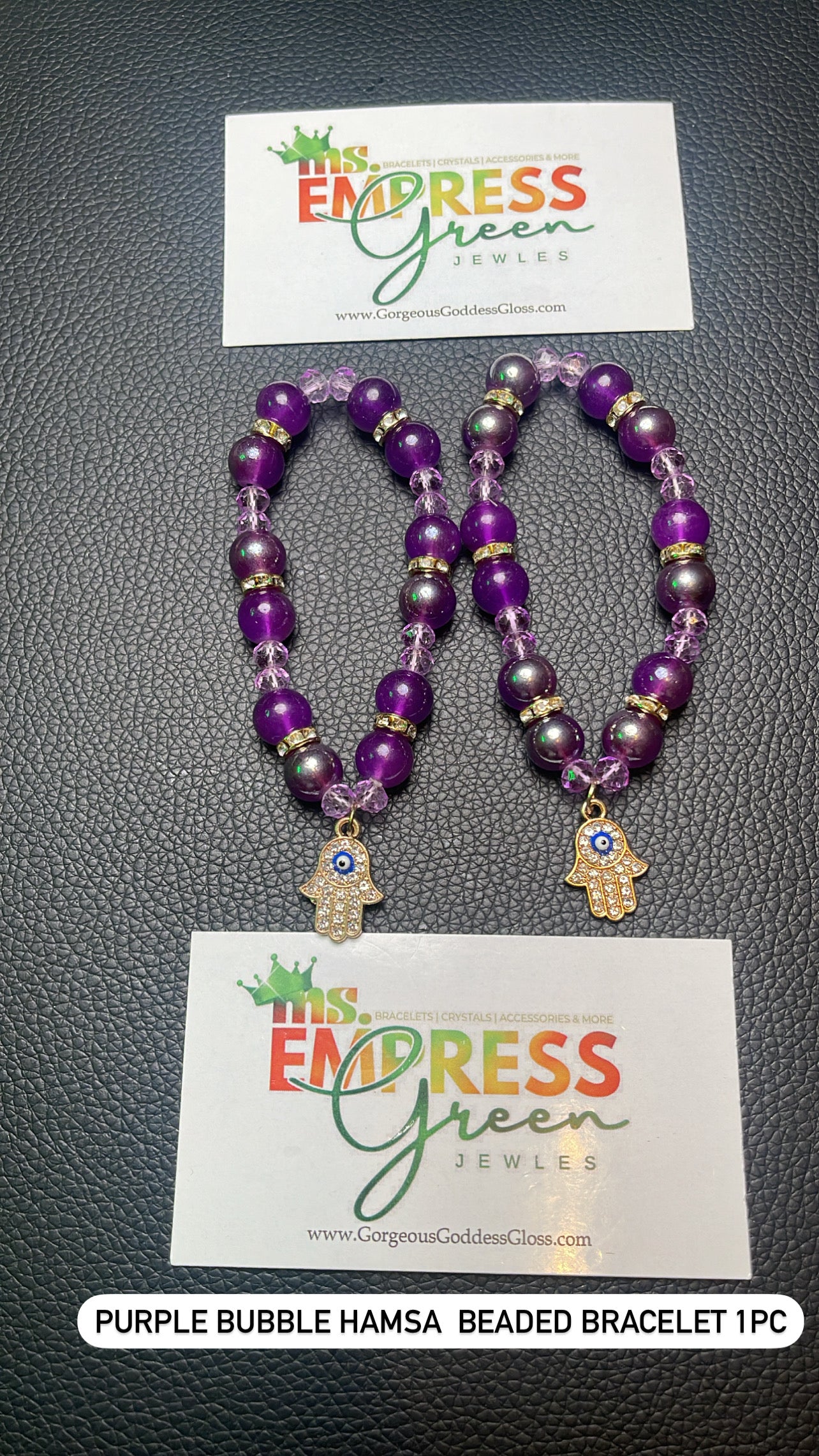 Purple Bubble Hamsa Beaded Single Bracelet