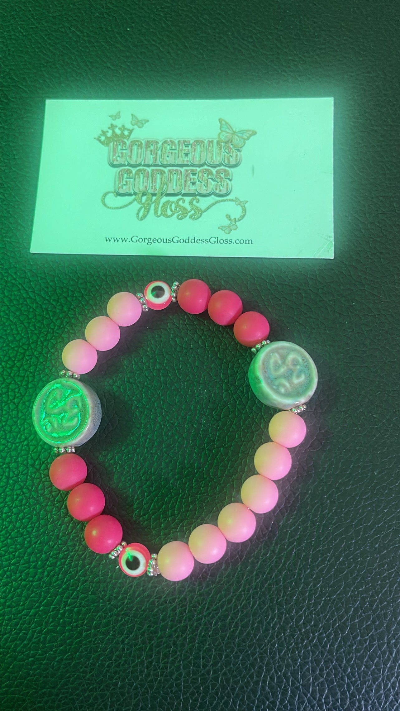 Double Zen Om Light Pink & Dark Pink Evil Eye 🧿 Bracelet