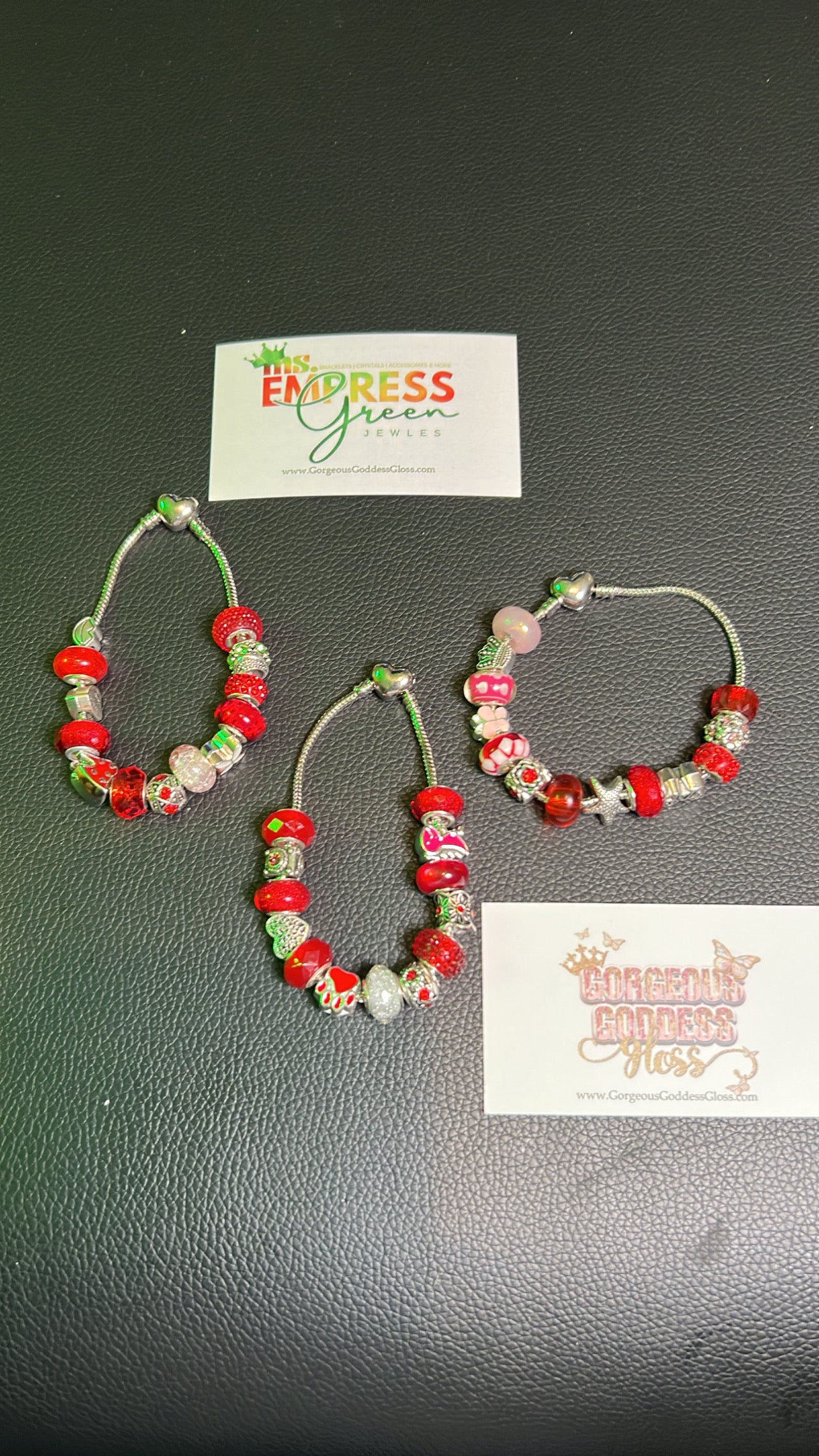 Red Heart Pandora Inspired Charm Bracelet