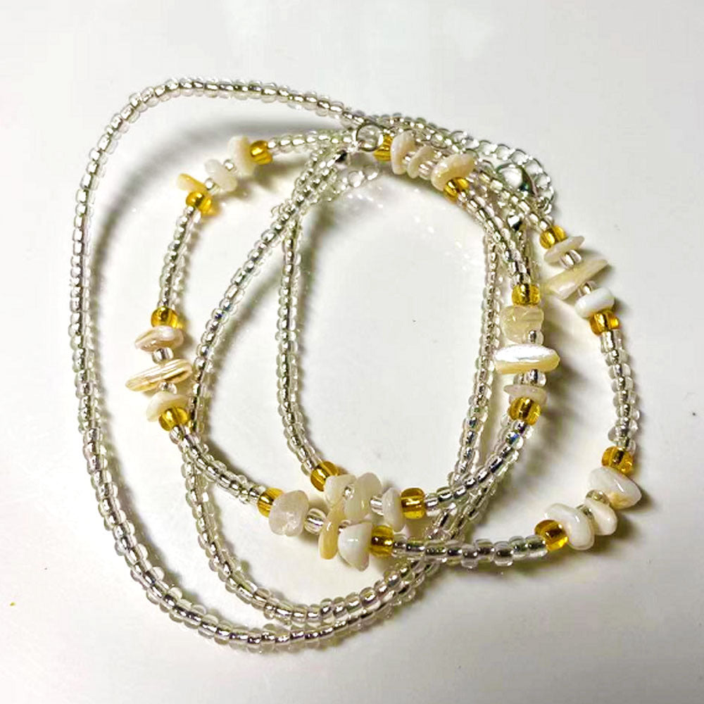 Mother Of Pearl Crystal Waist, Wrist & Anklet Beads