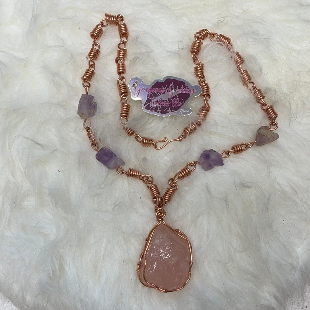 Rose Quarts & Amethyst Twist Chain
