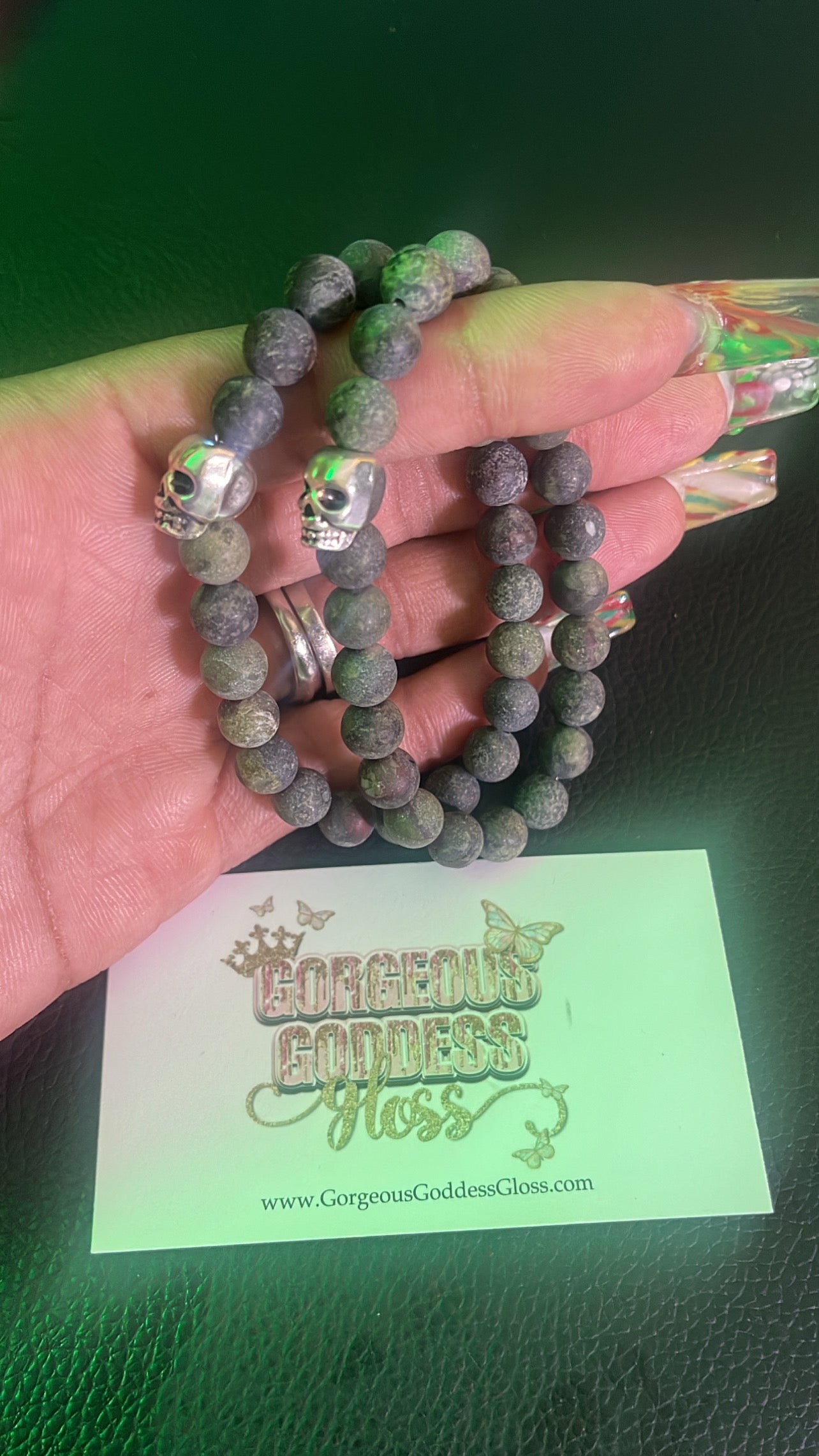 Dragon Blood Matte Skull Bracelet