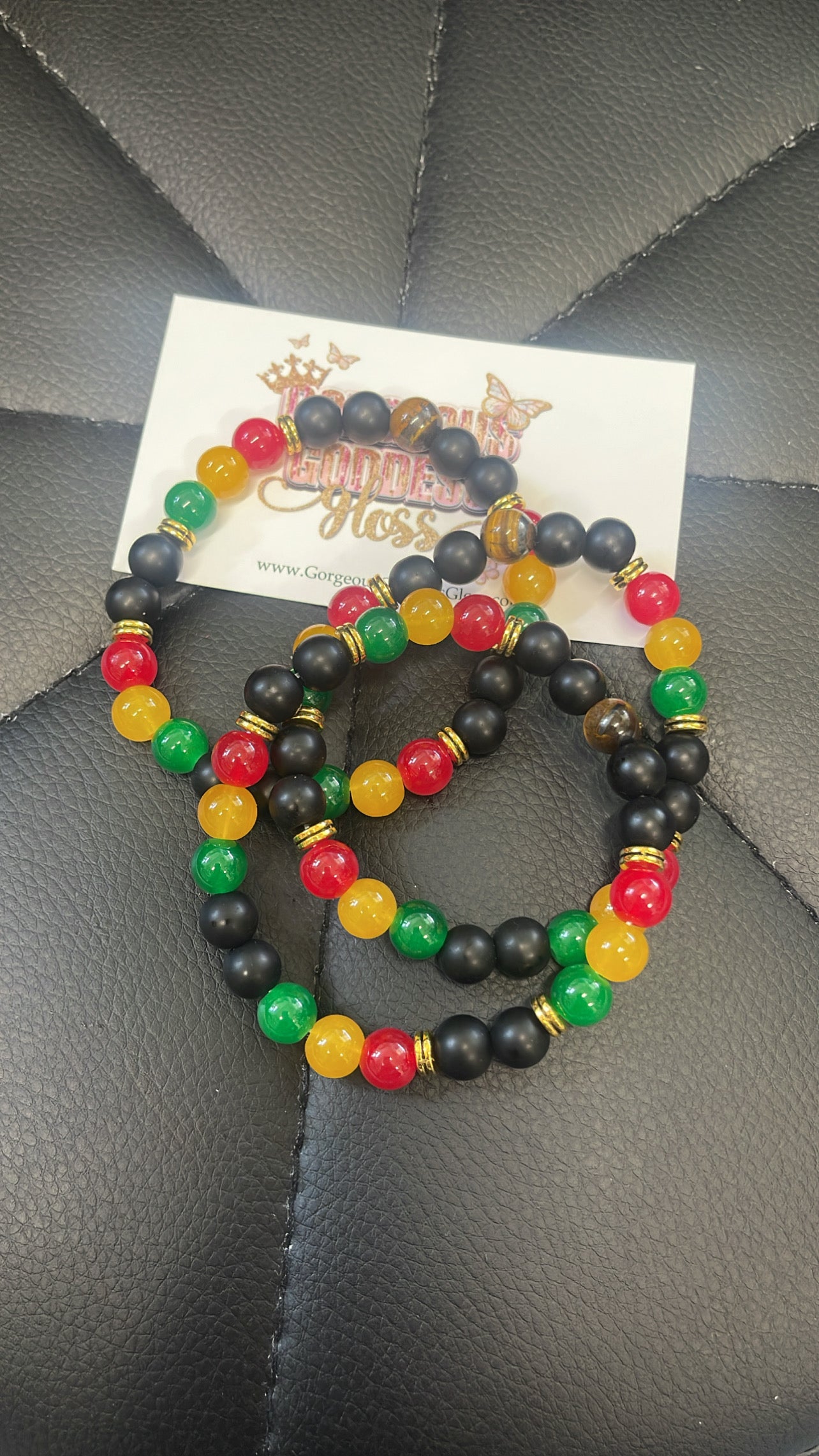 Rasta Matte Black Onyx N Tiger Eye’s bracelets