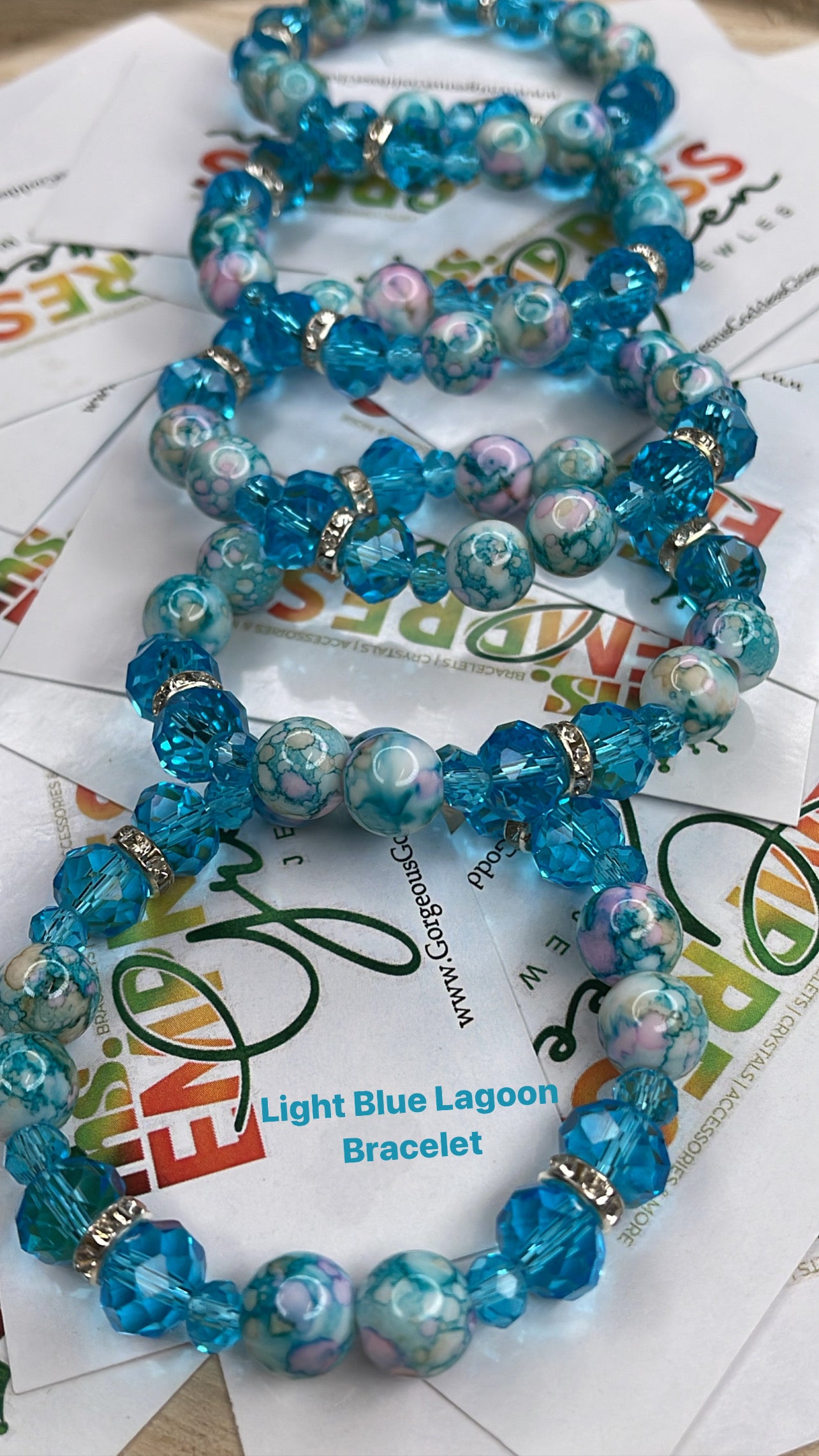 Light Blue Lagoon Single Bracelets 8mm 1 pc